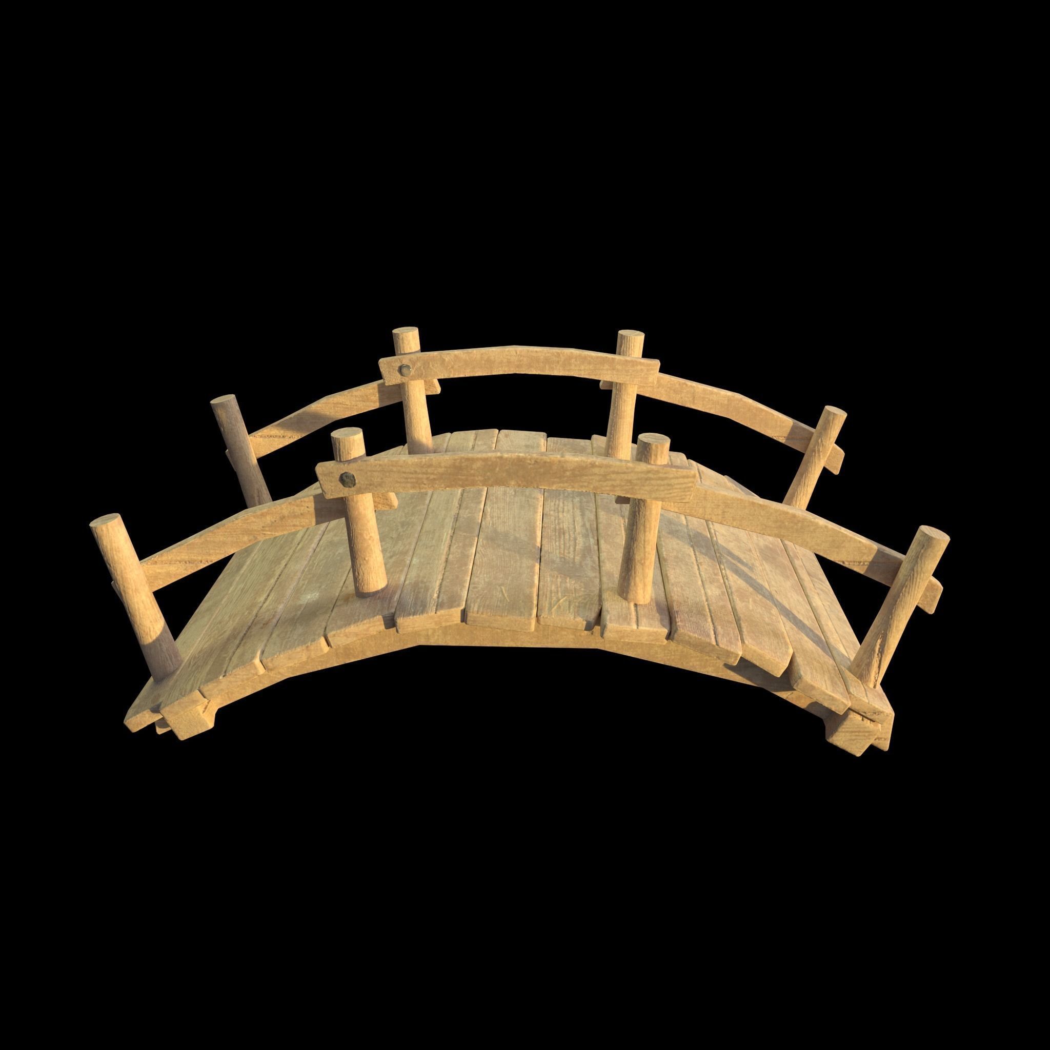 Wooden Bridge Game Ready Low-poly 3D model_6