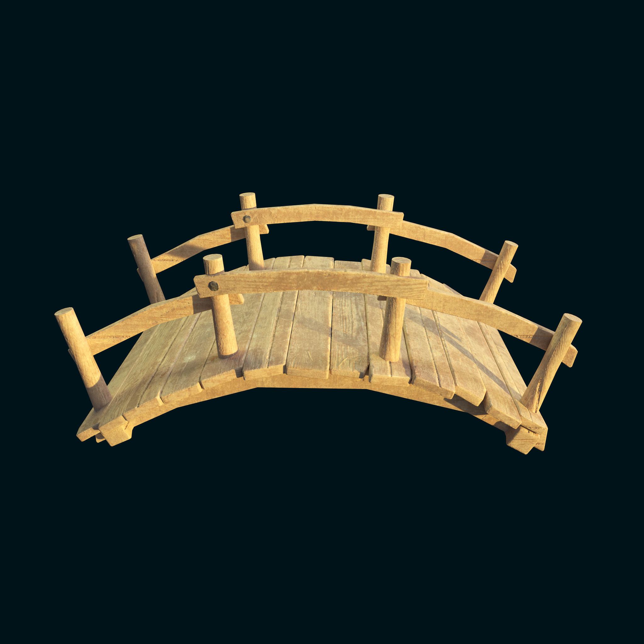Wooden Bridge Game Ready Low-poly 3D model_5