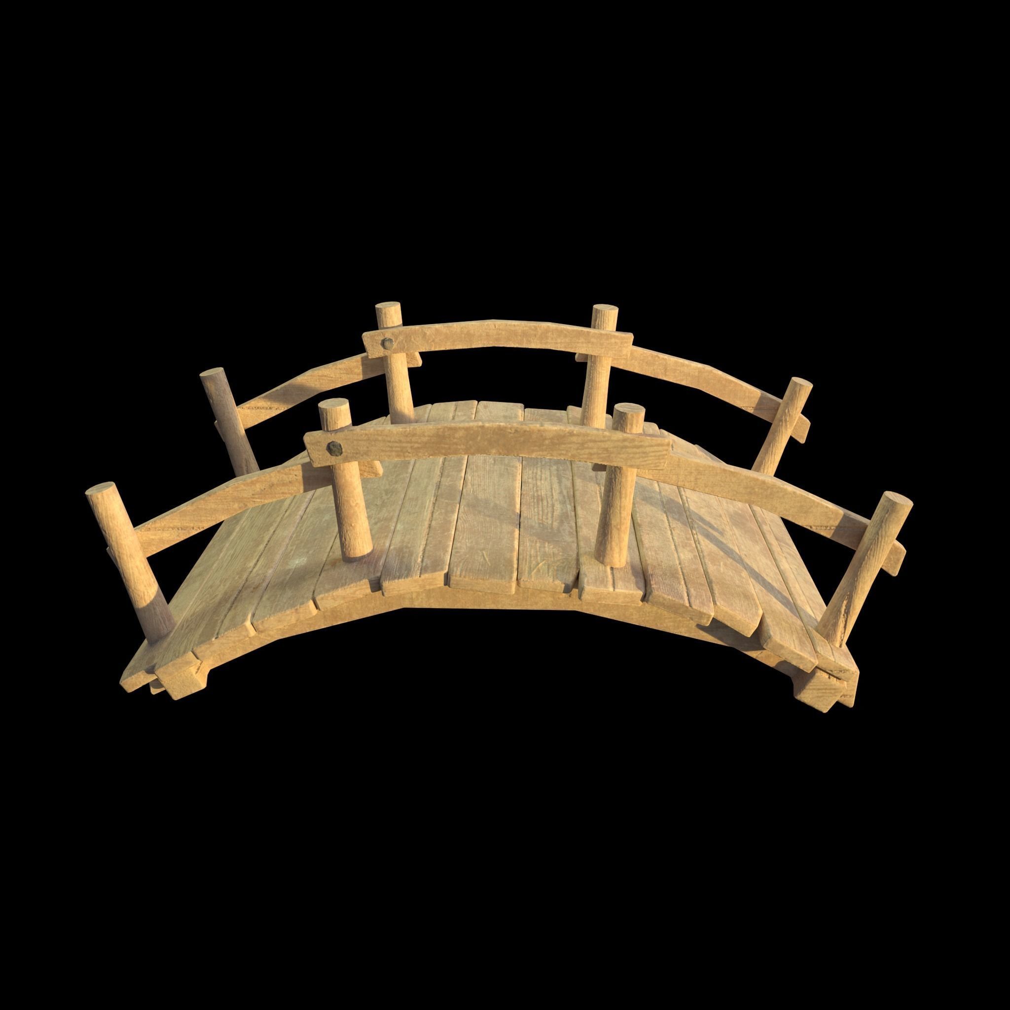 Wooden Bridge Game Ready Low-poly 3D model_2