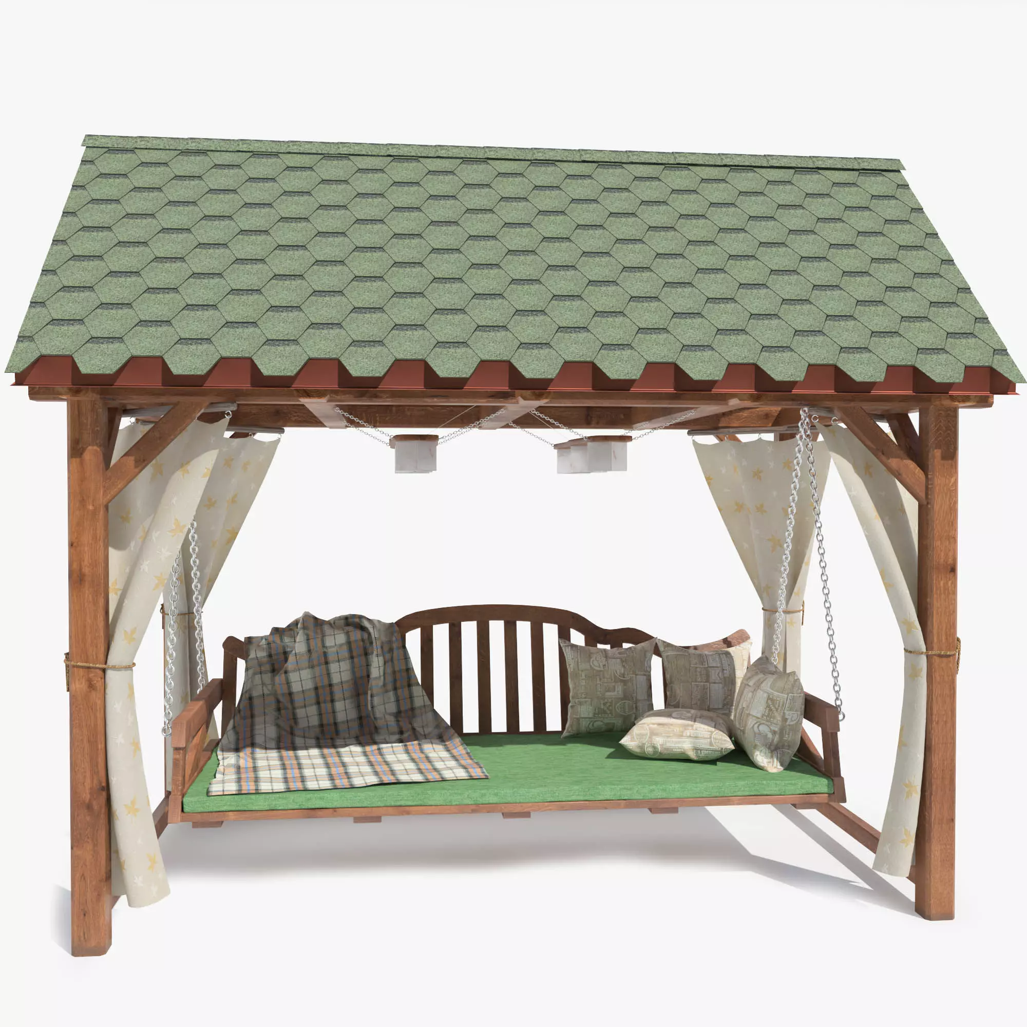 Garden swing oak 3D model