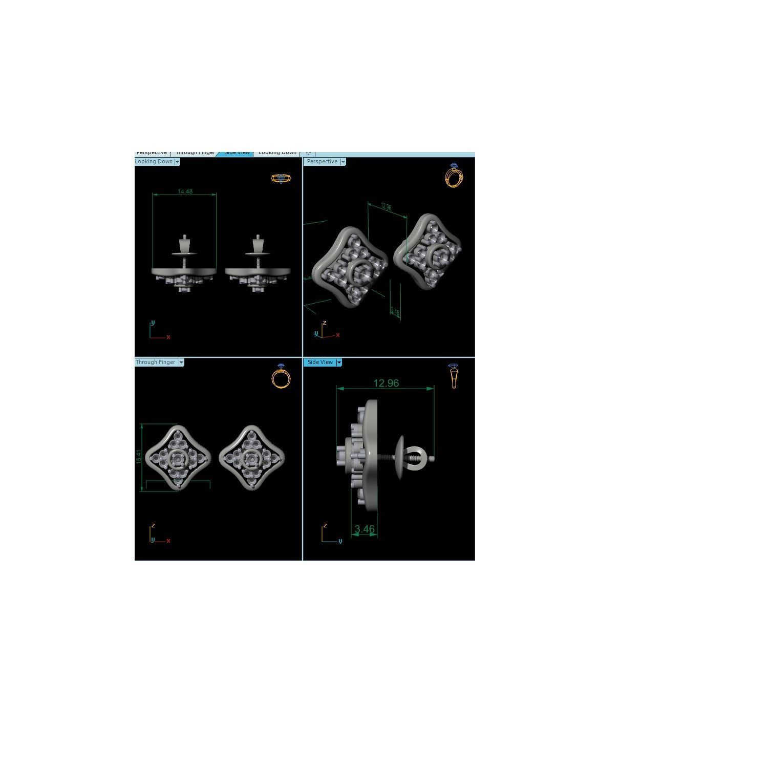 Women Earrings 3dm render detail 3D print model_1