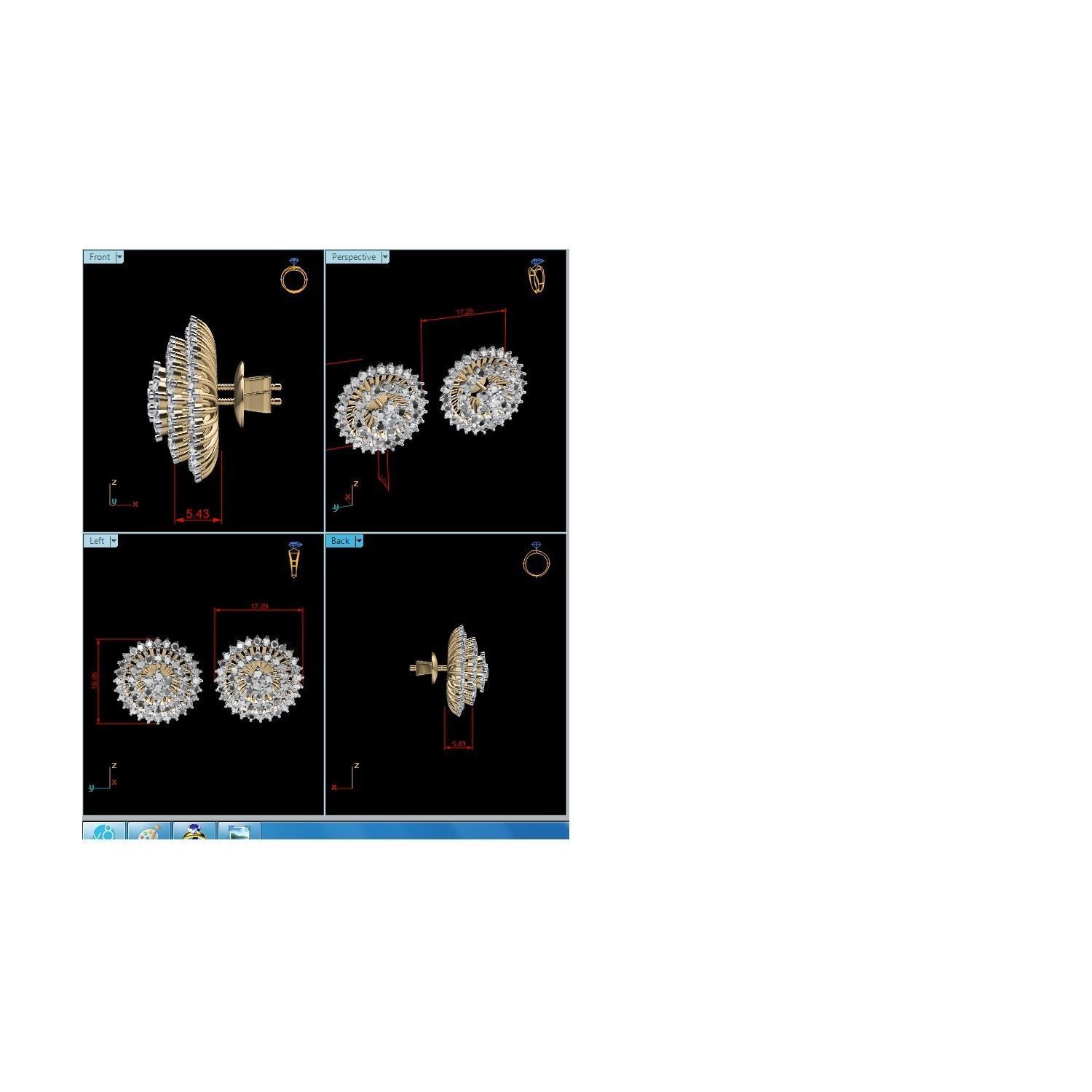 Women Earrings 3dm render detail 3D print model_7