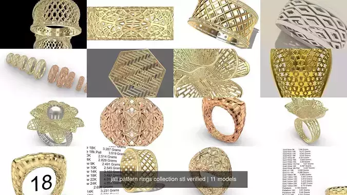 jali pattern rings collection stl verified 