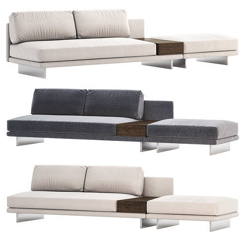Dresden Open End Sofa with Side Table 3D model