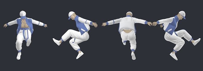 A 3D design man jumps 3D print model