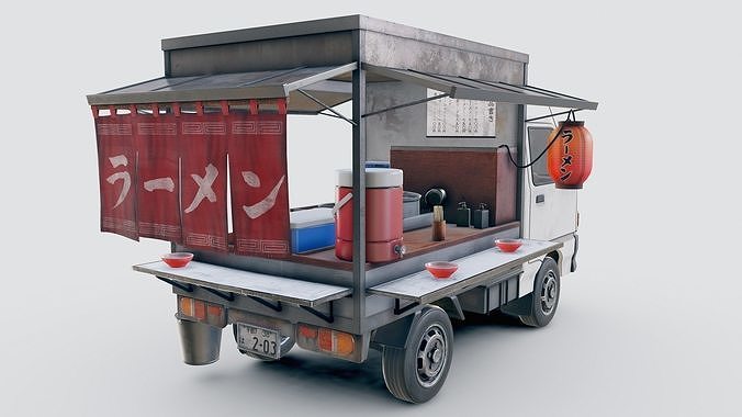 Japanese Ramen Van Low-poly 3D model
