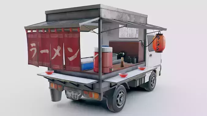 Japanese Ramen Van Low-poly 3D model