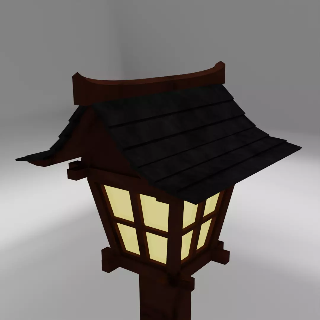 Japanse lantern Low-poly 3D model_0