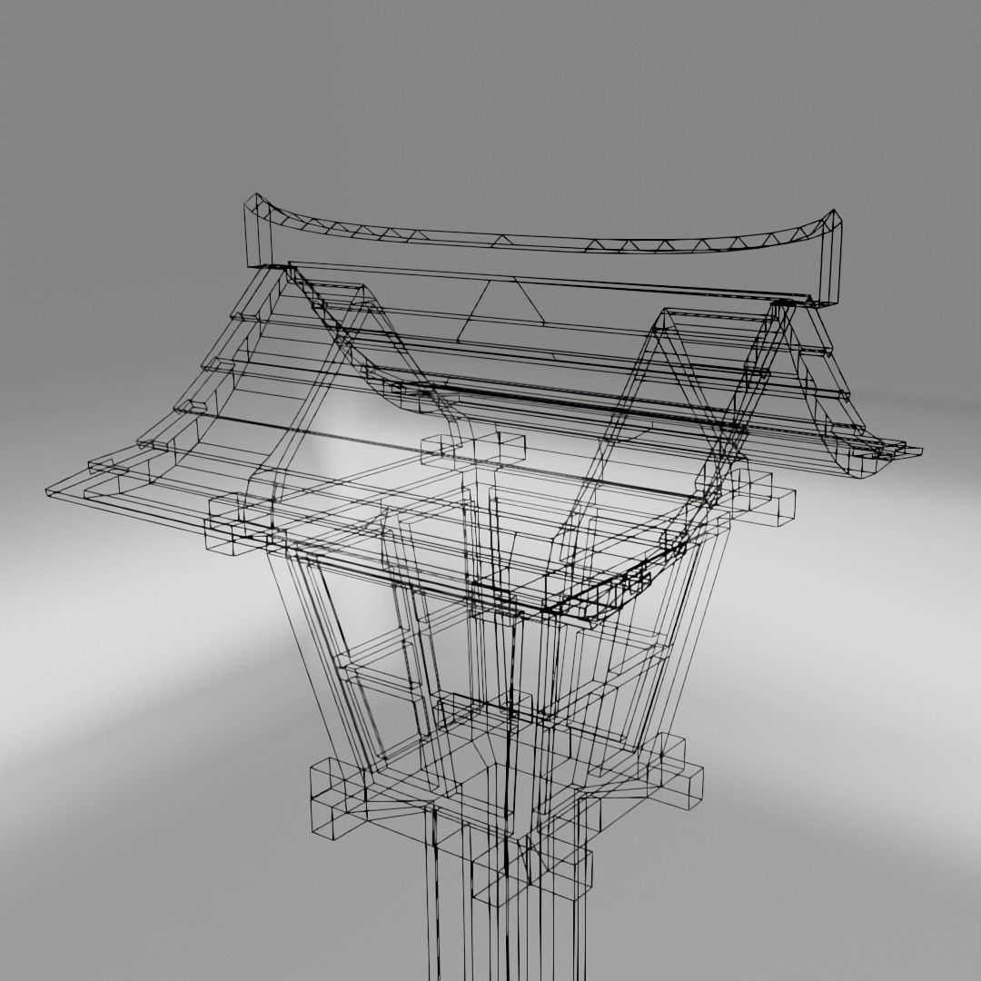 Japanse lantern Low-poly 3D model_4