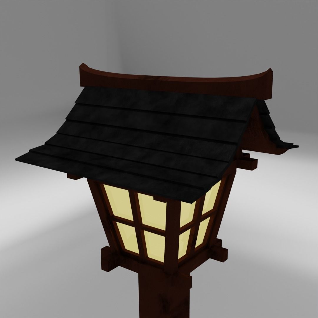 Japanse lantern Low-poly 3D model_3
