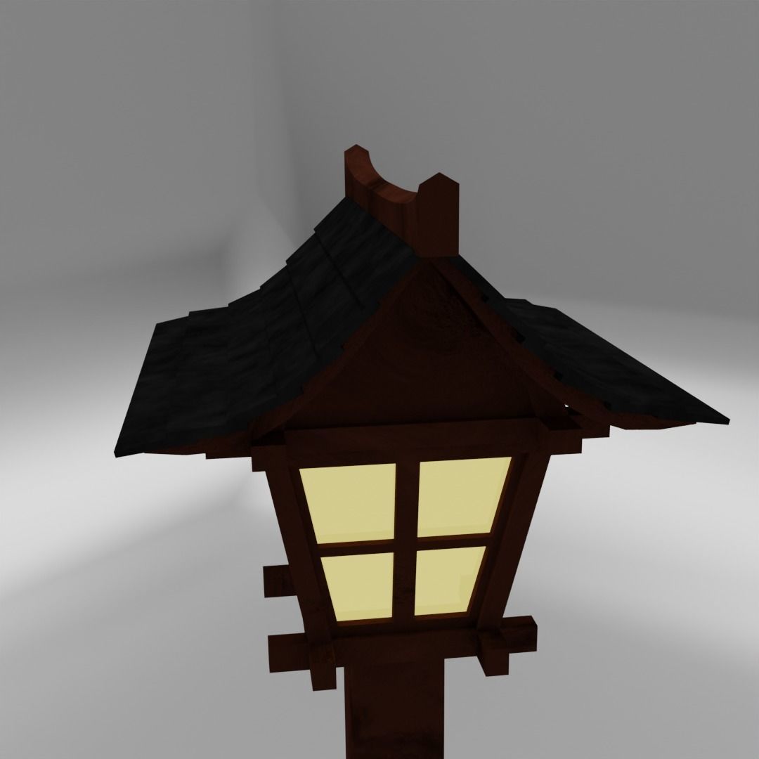 Japanse lantern Low-poly 3D model_2