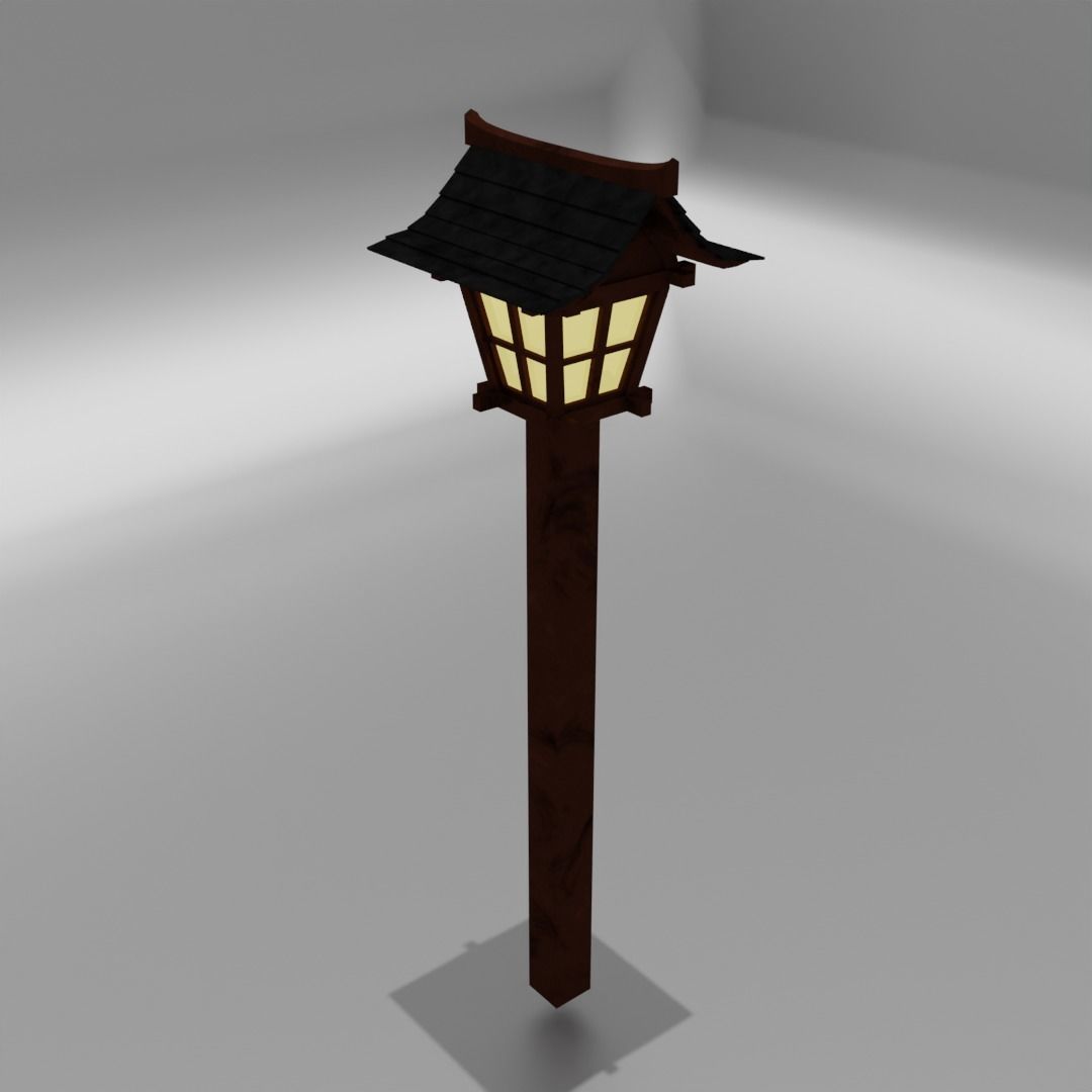 Japanse lantern Low-poly 3D model_1