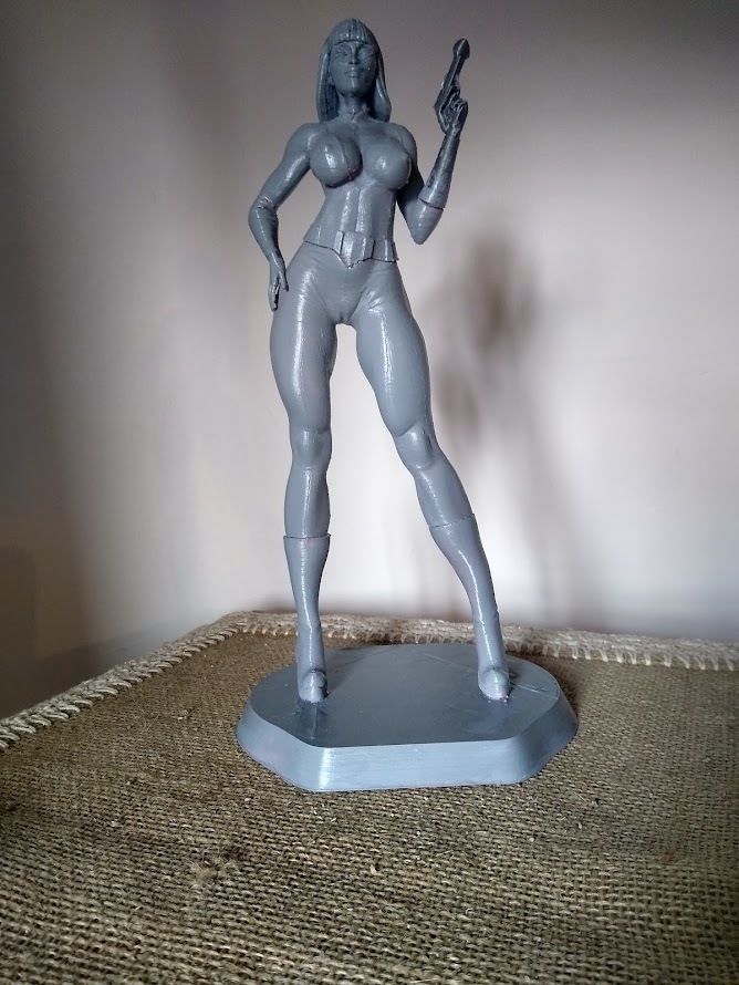 Luciana nude woman holding gun 3D print model_7