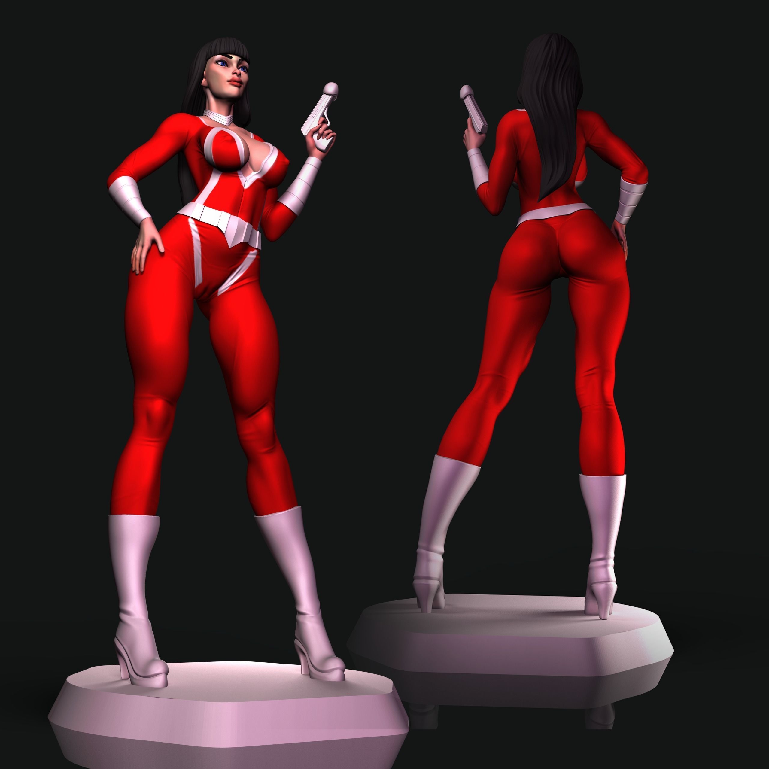 Luciana nude woman holding gun 3D print model_1