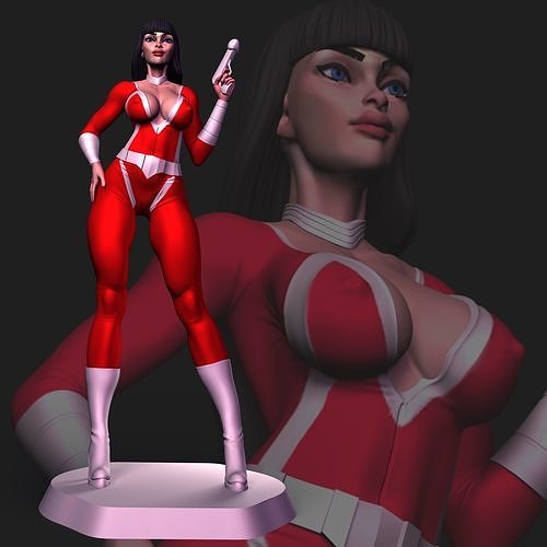 Luciana nude woman holding gun 3D print model