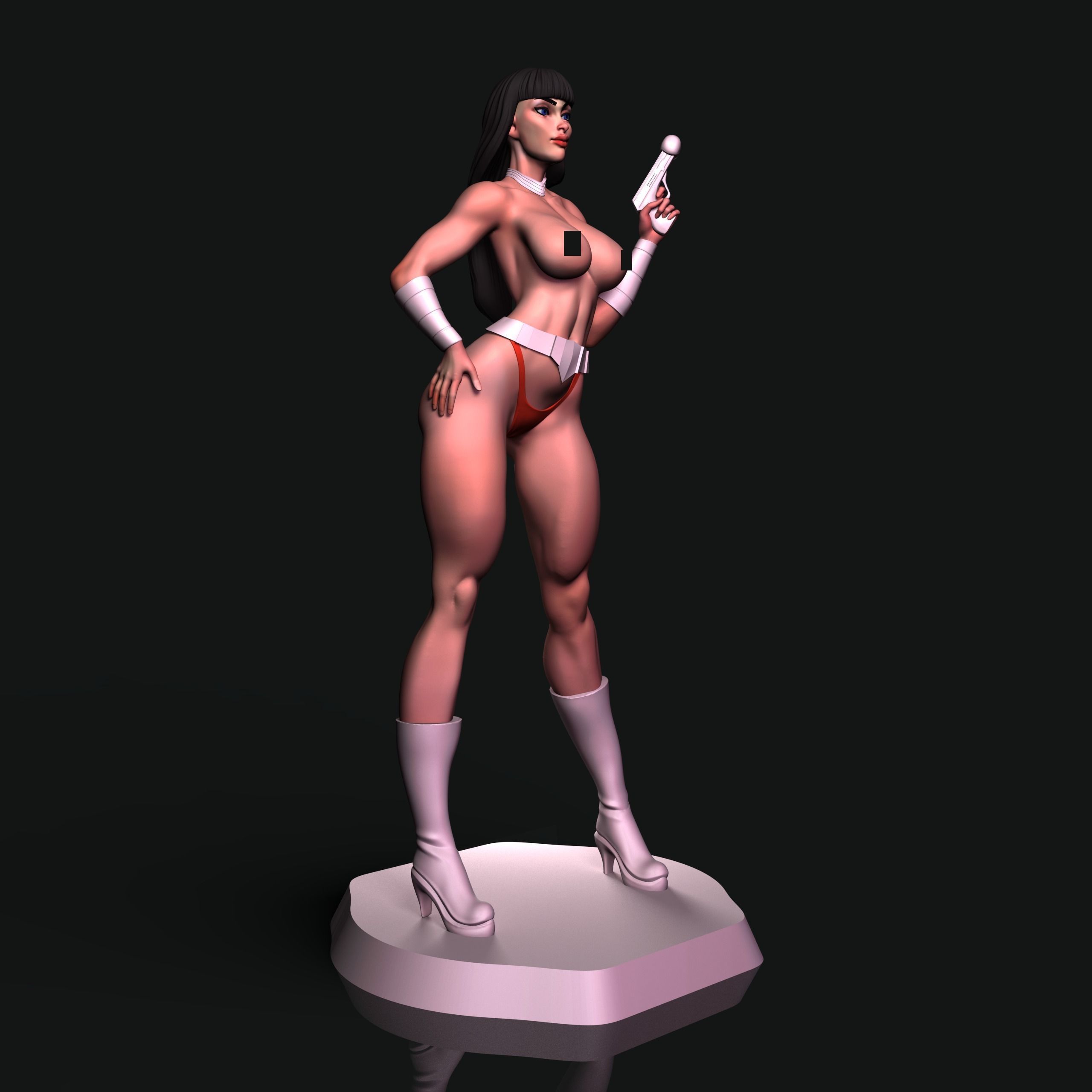 Luciana nude woman holding gun 3D print model_4