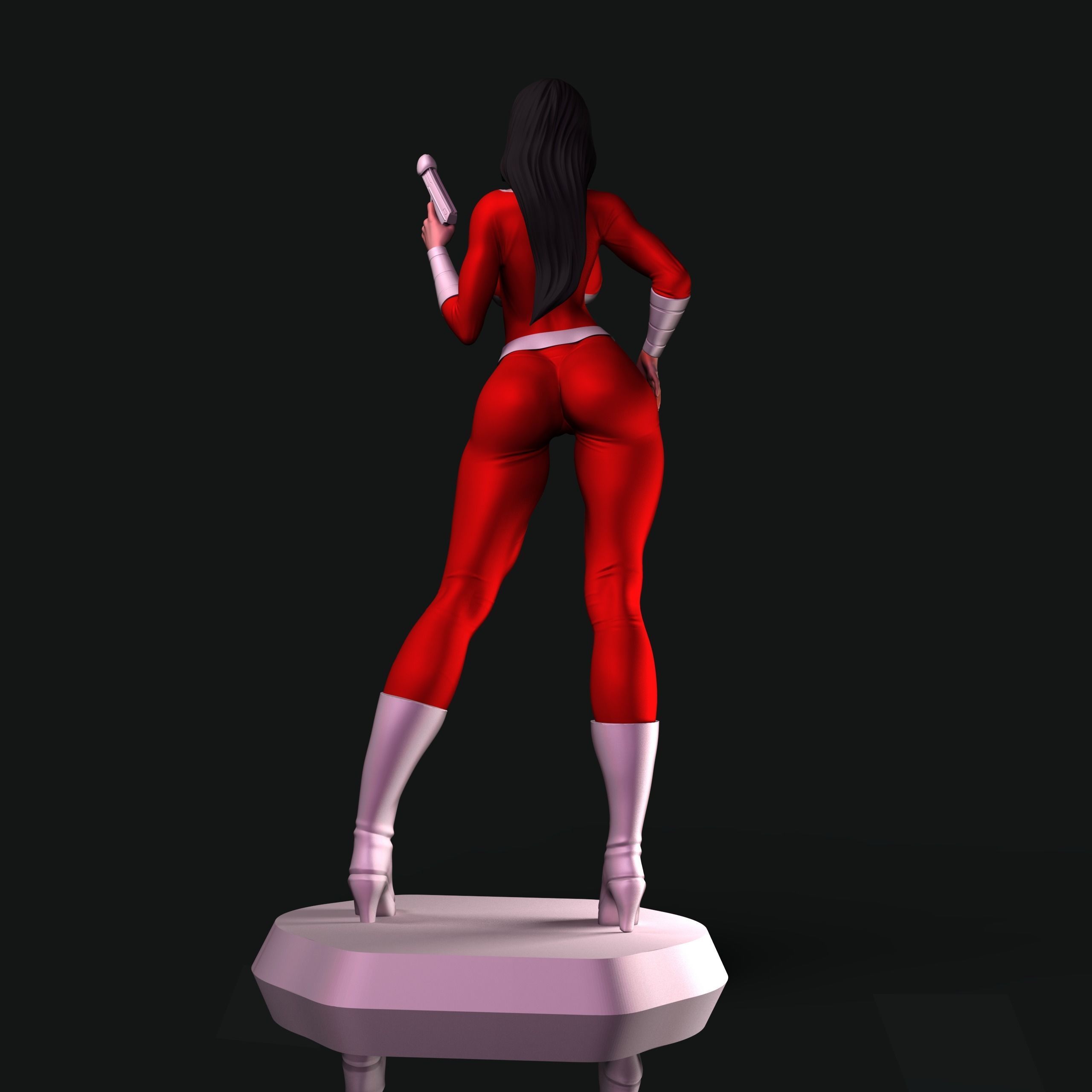 Luciana nude woman holding gun 3D print model_2