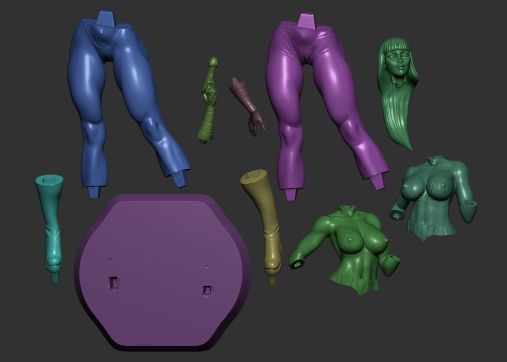 Luciana nude woman holding gun 3D print model_8