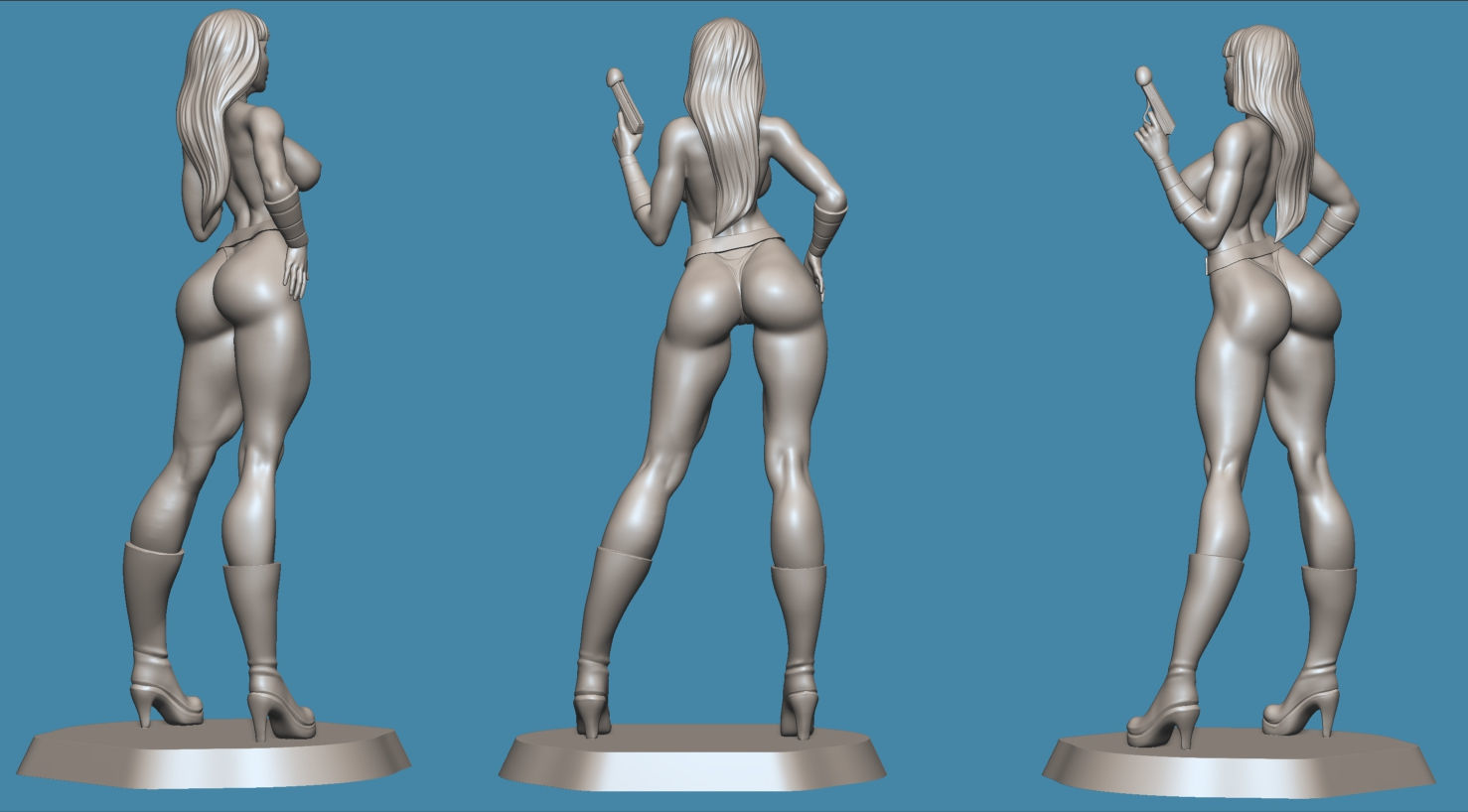 Luciana nude woman holding gun 3D print model_11