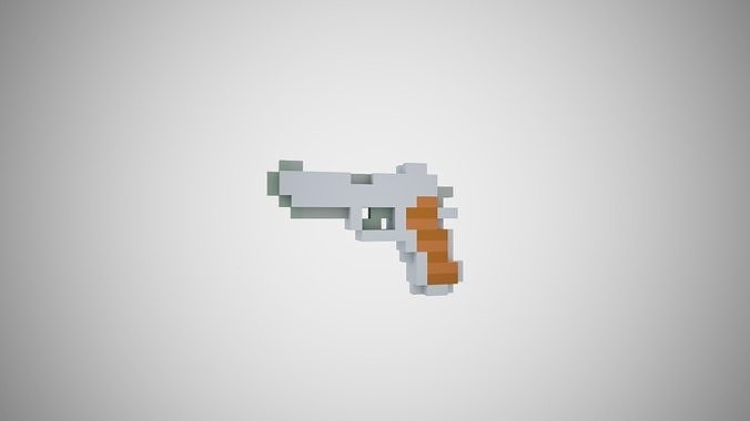 Pistol Voxel Low-poly 3D model