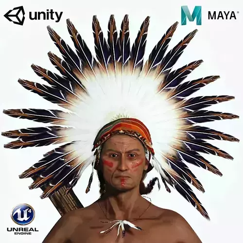 indian chief High quality character full Rigged and Animated 