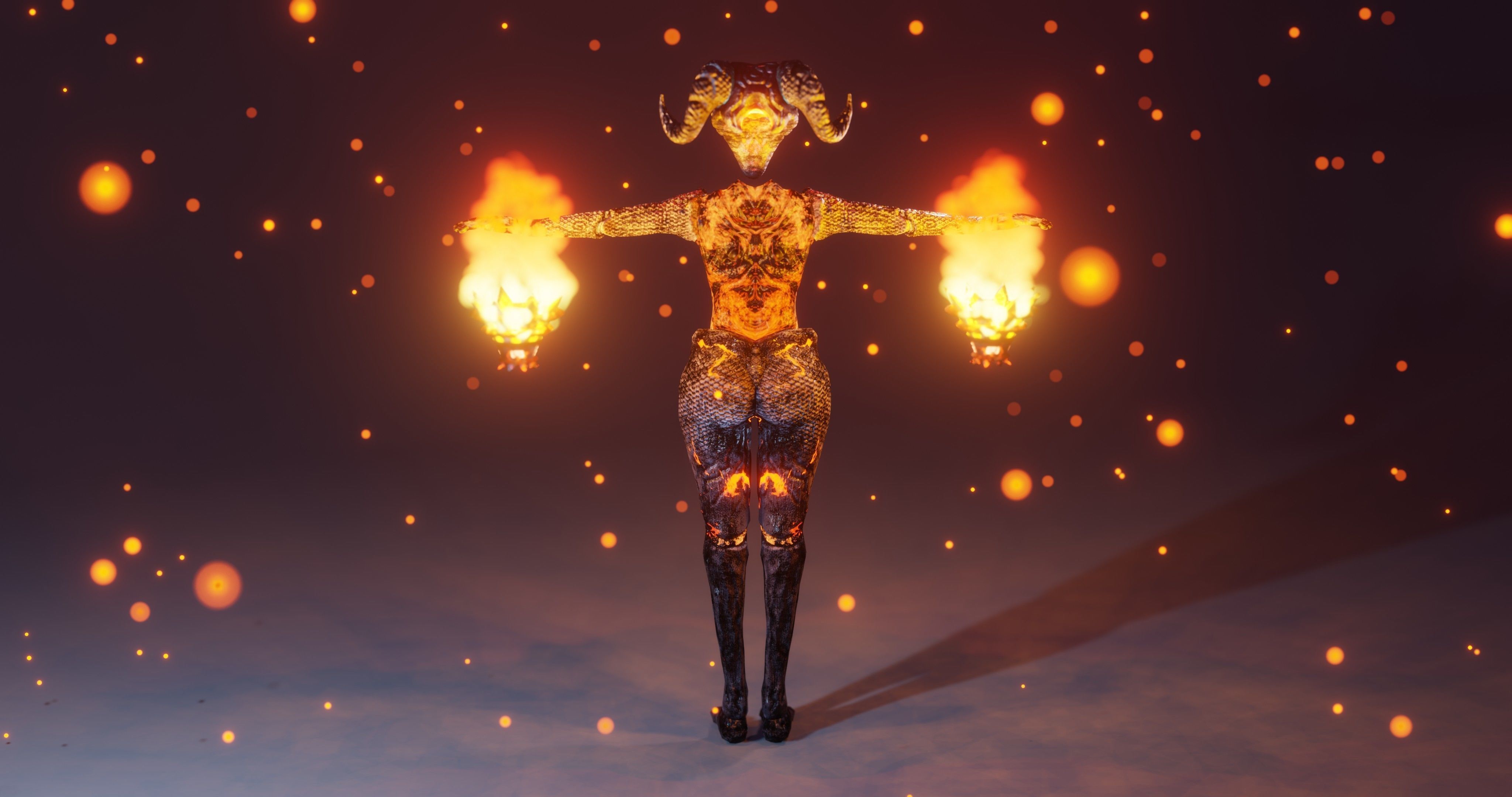 Female Sentinel of Fire Low-poly 3D model_8