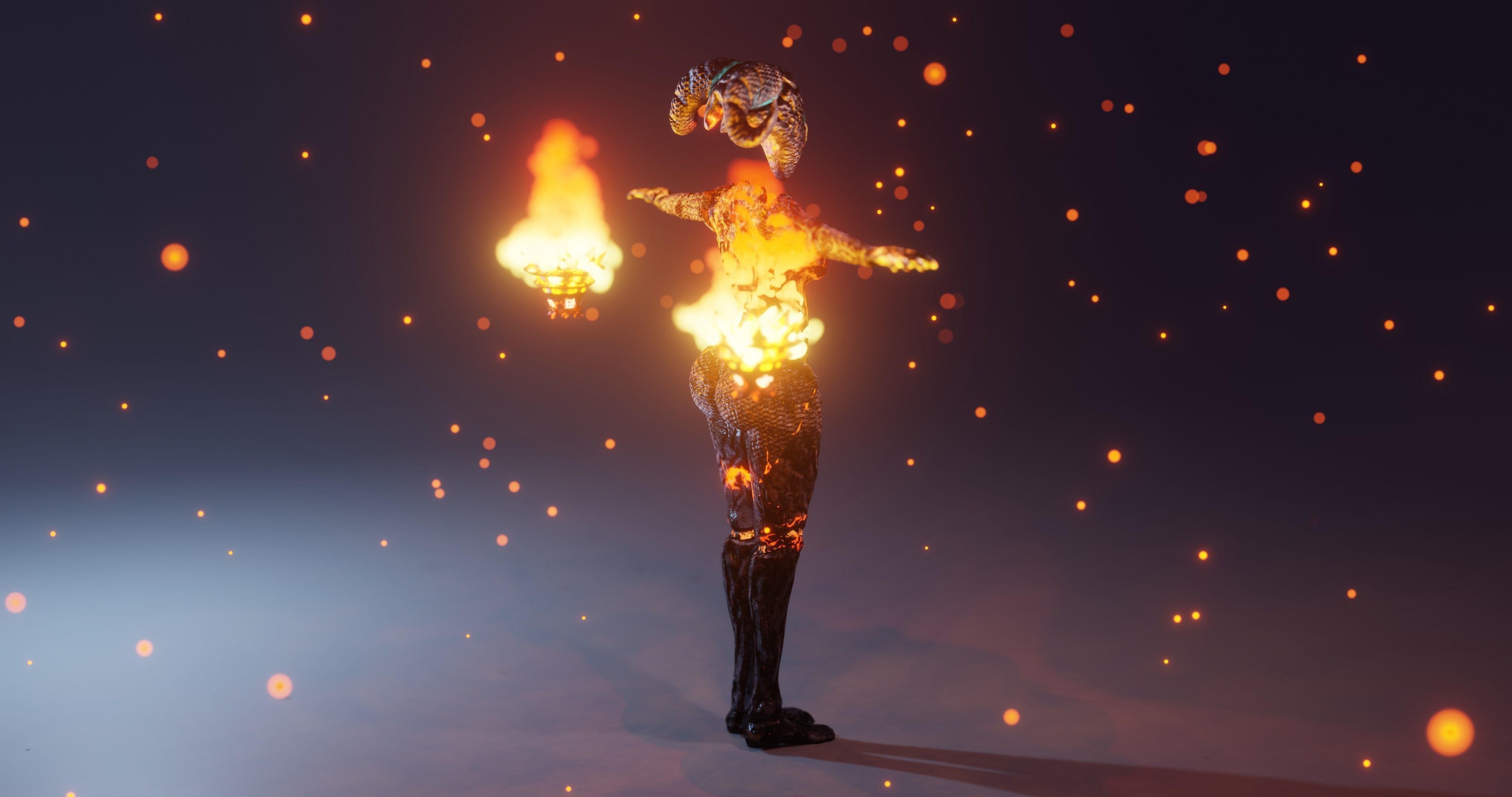 Female Sentinel of Fire Low-poly 3D model_10