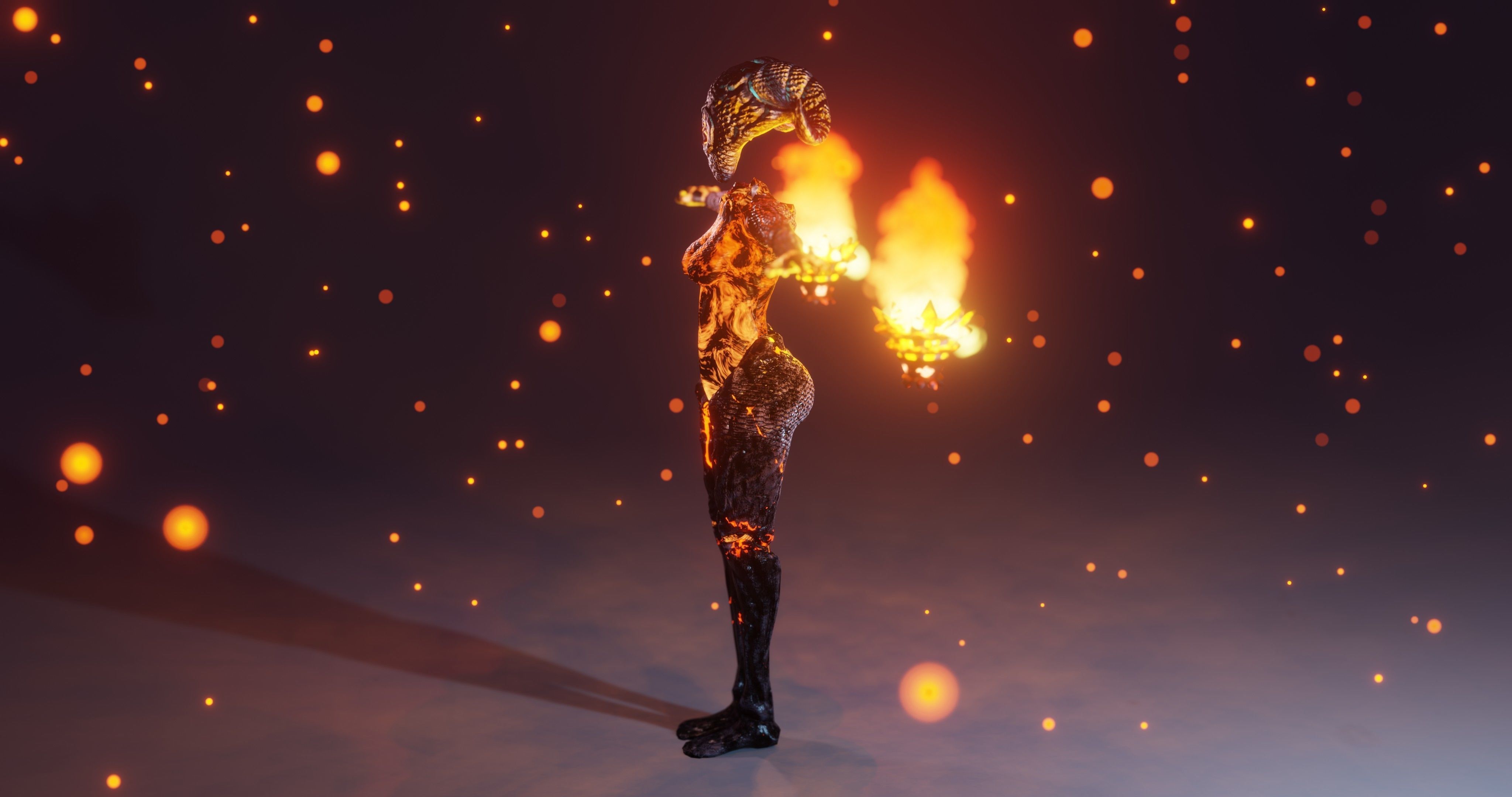 Female Sentinel of Fire Low-poly 3D model_5