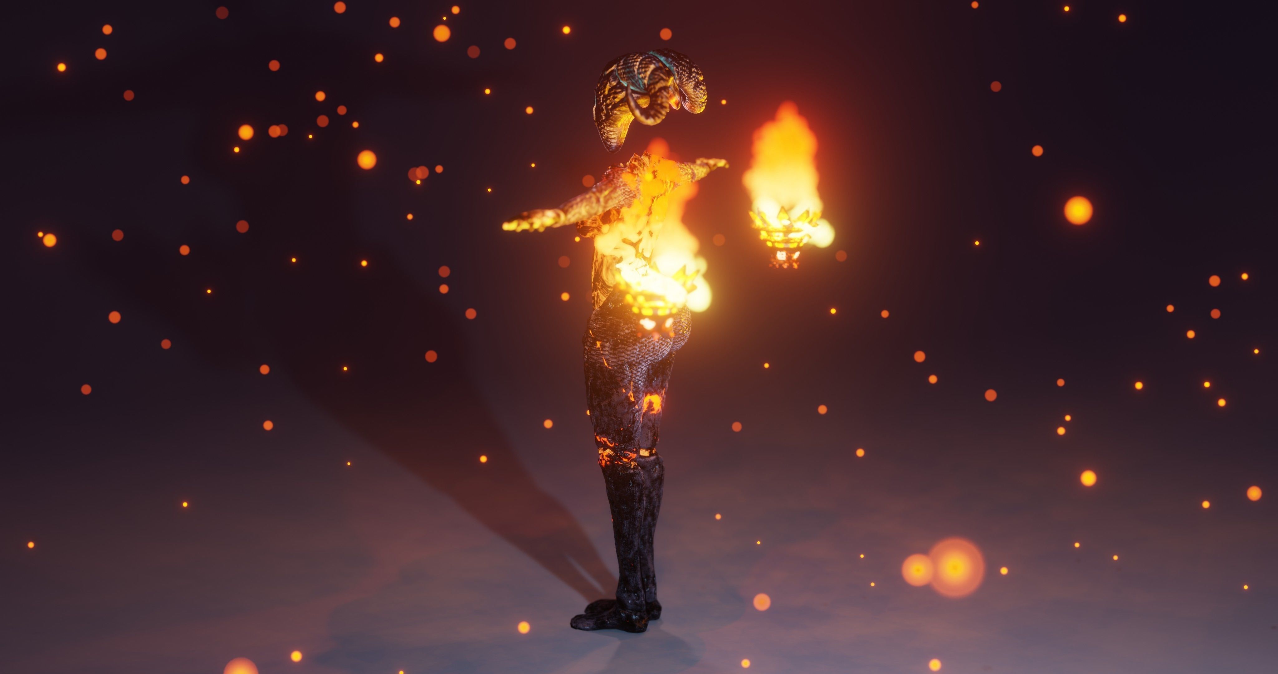 Female Sentinel of Fire Low-poly 3D model_6