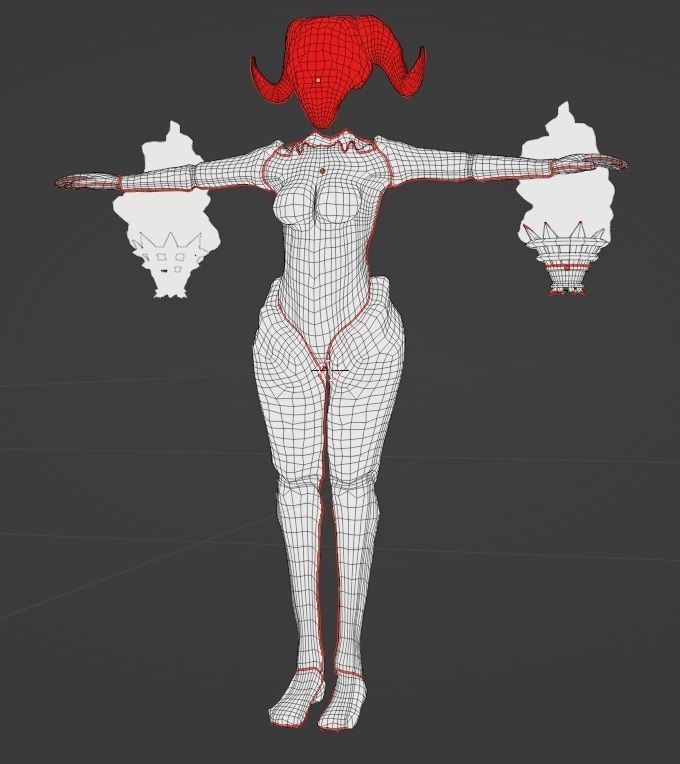 Female Sentinel of Fire Low-poly 3D model_15