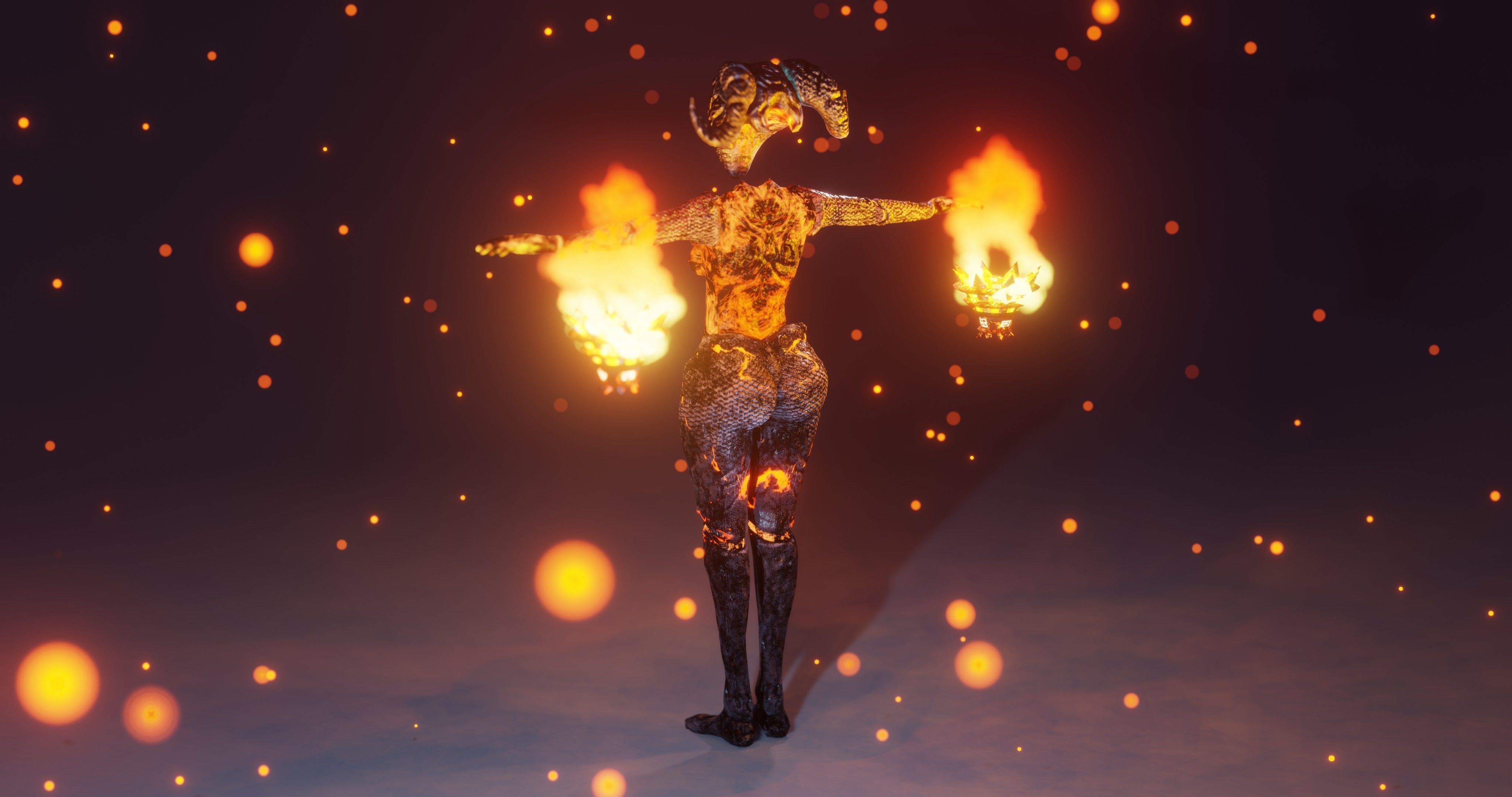 Female Sentinel of Fire Low-poly 3D model_7