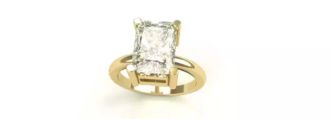 Emerald Cut Diamond Solitaire Ring Gold Silver Platinum Jewelry