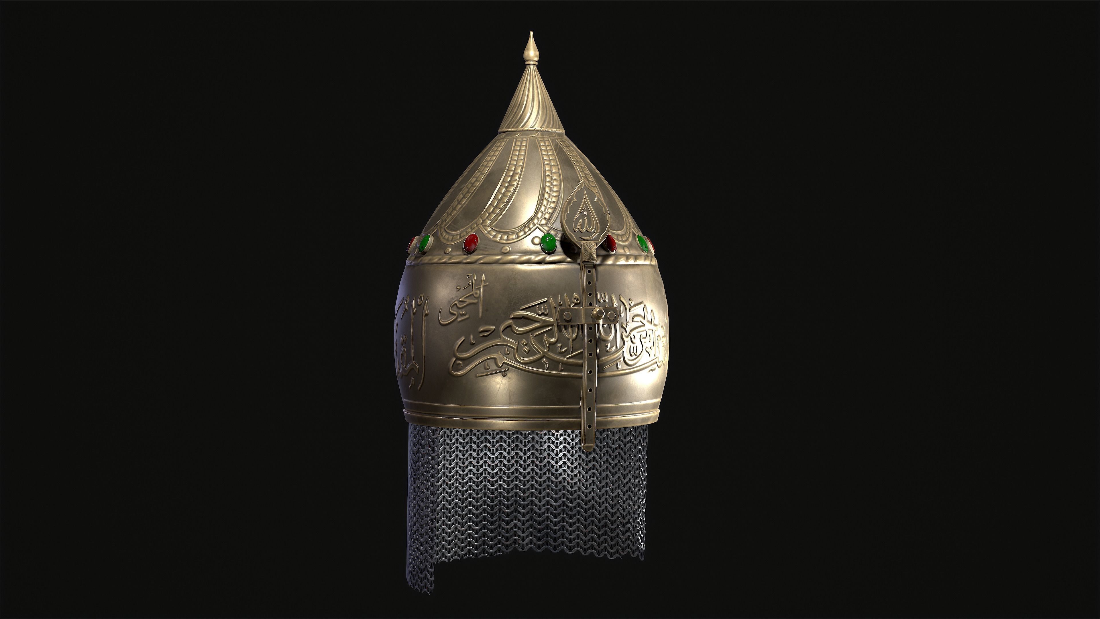 Ottoman Helmet PBR Low-poly 3D model_4