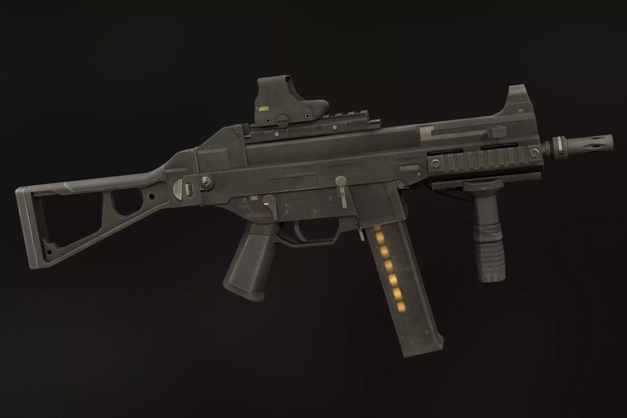 UMP-45 gun Low-poly 3D model_0