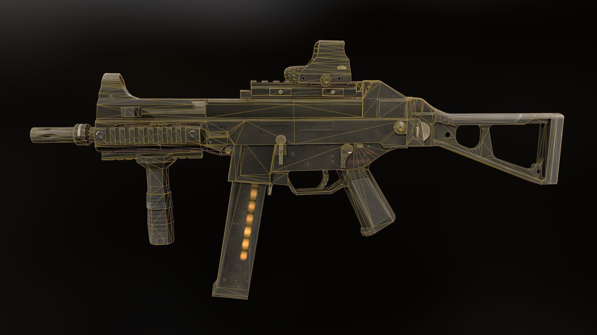 UMP-45 gun Low-poly 3D model_2