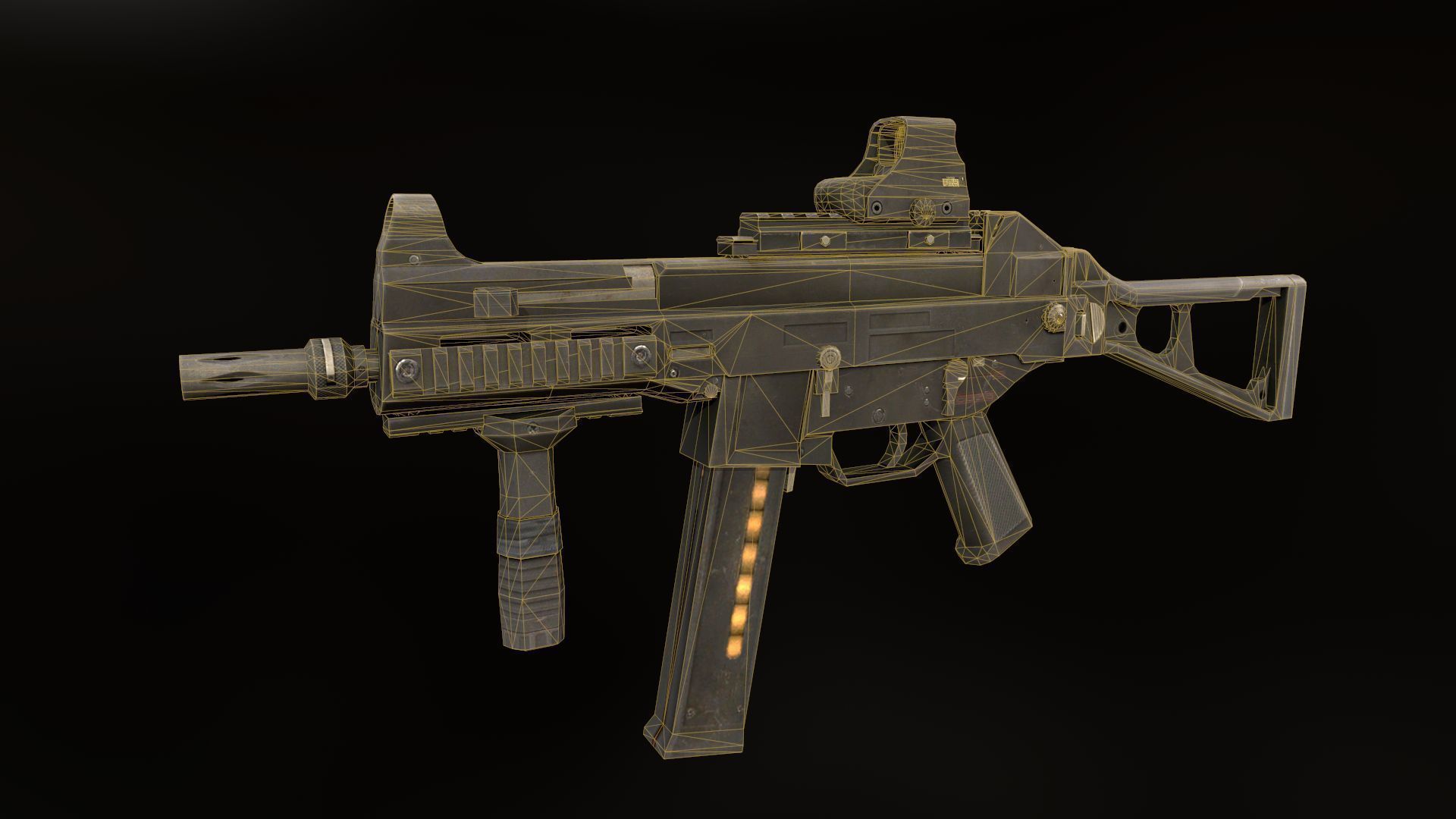 UMP-45 gun Low-poly 3D model_8