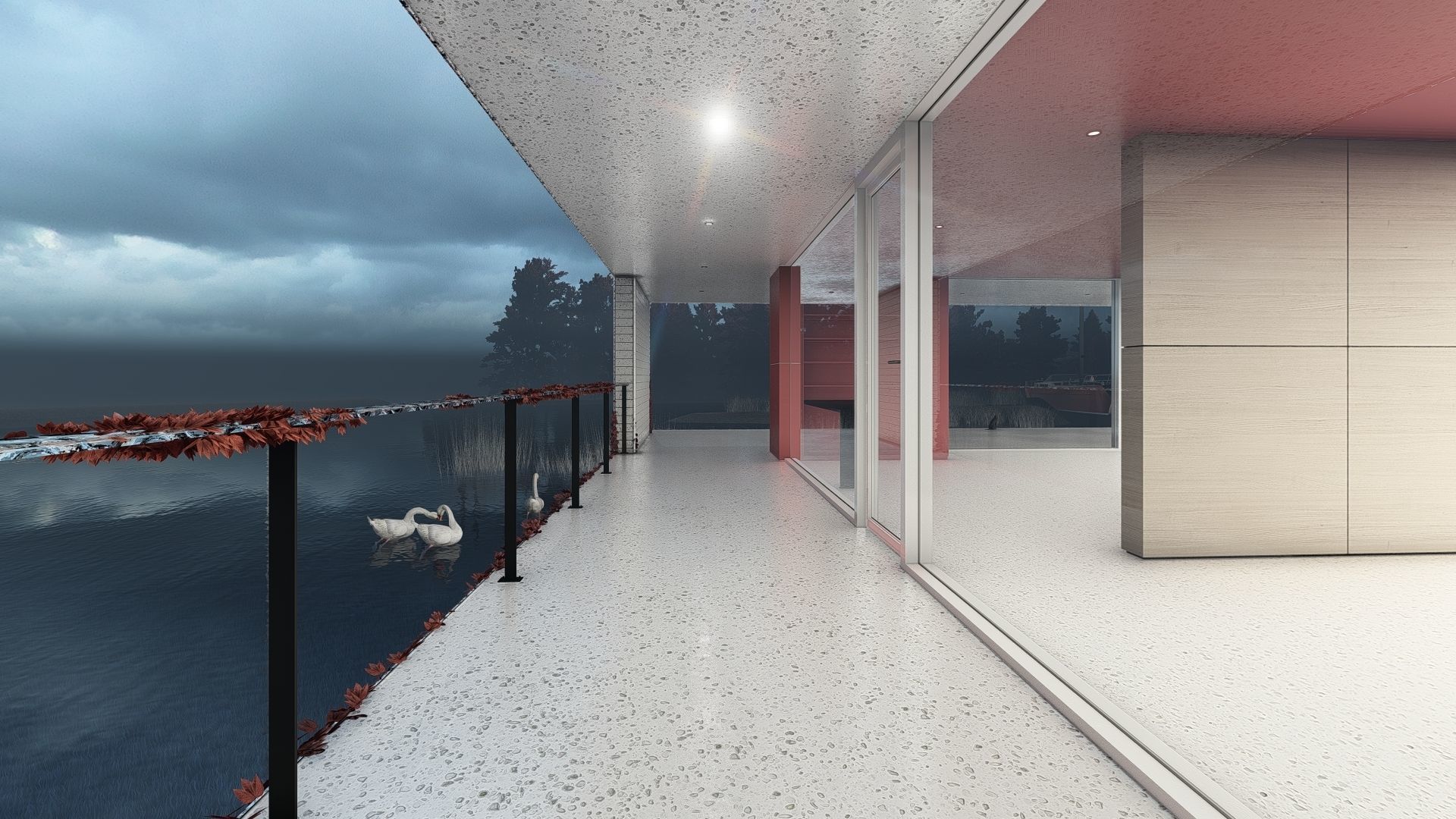 Modern Lake House 3D model_4