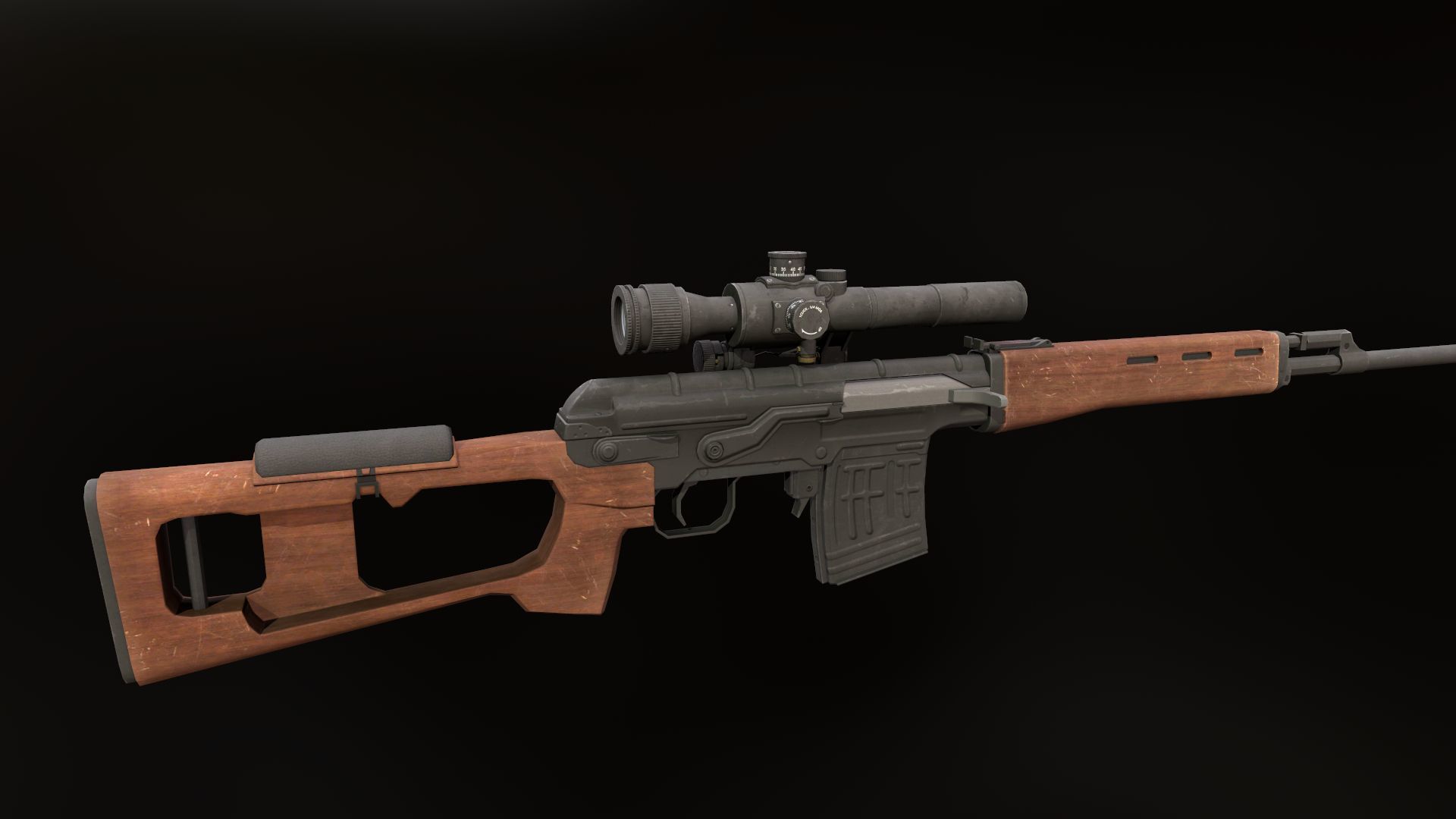 Dragunov sniper rifle  Low-poly 3D model_7
