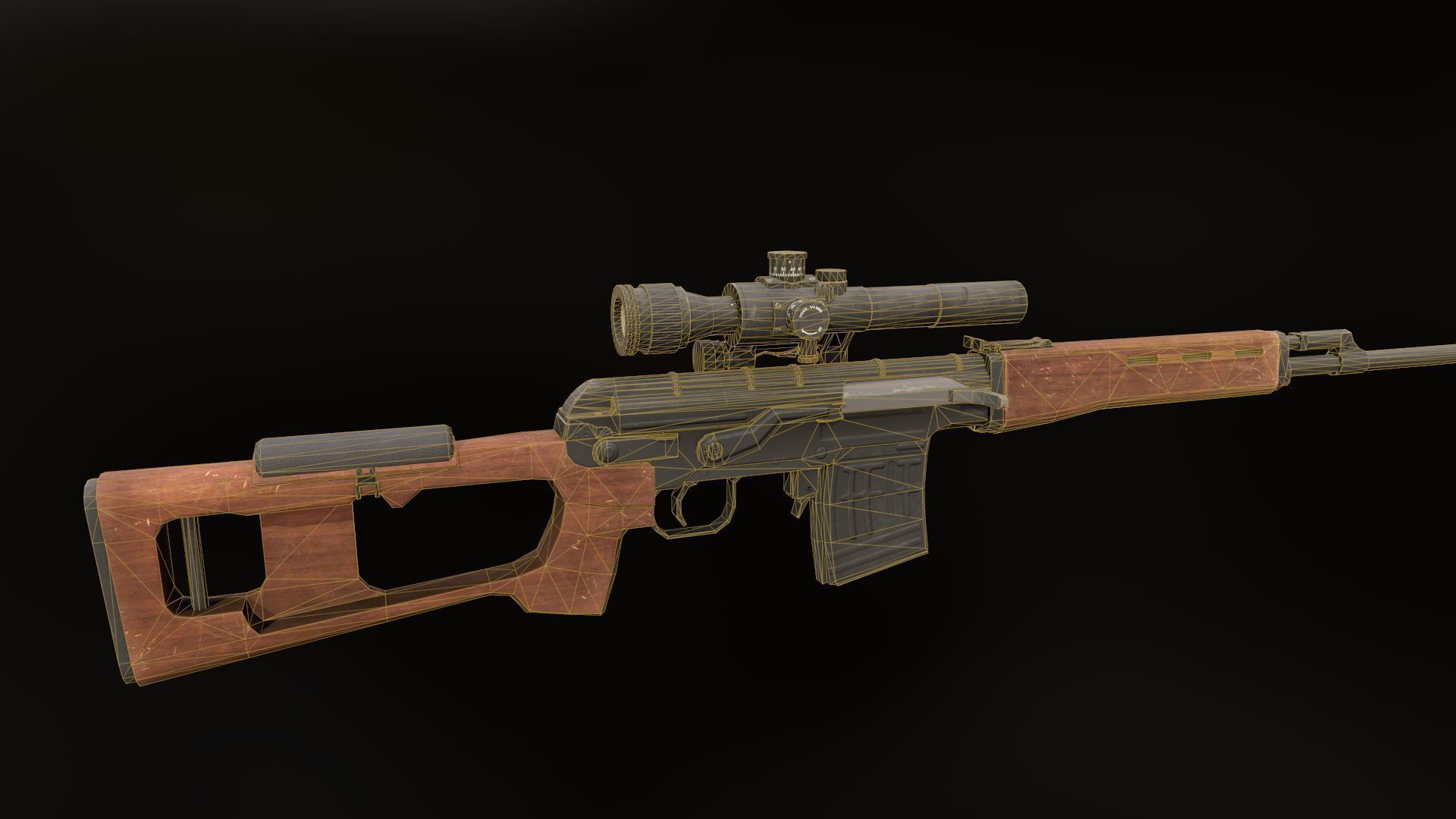 Dragunov sniper rifle  Low-poly 3D model_8