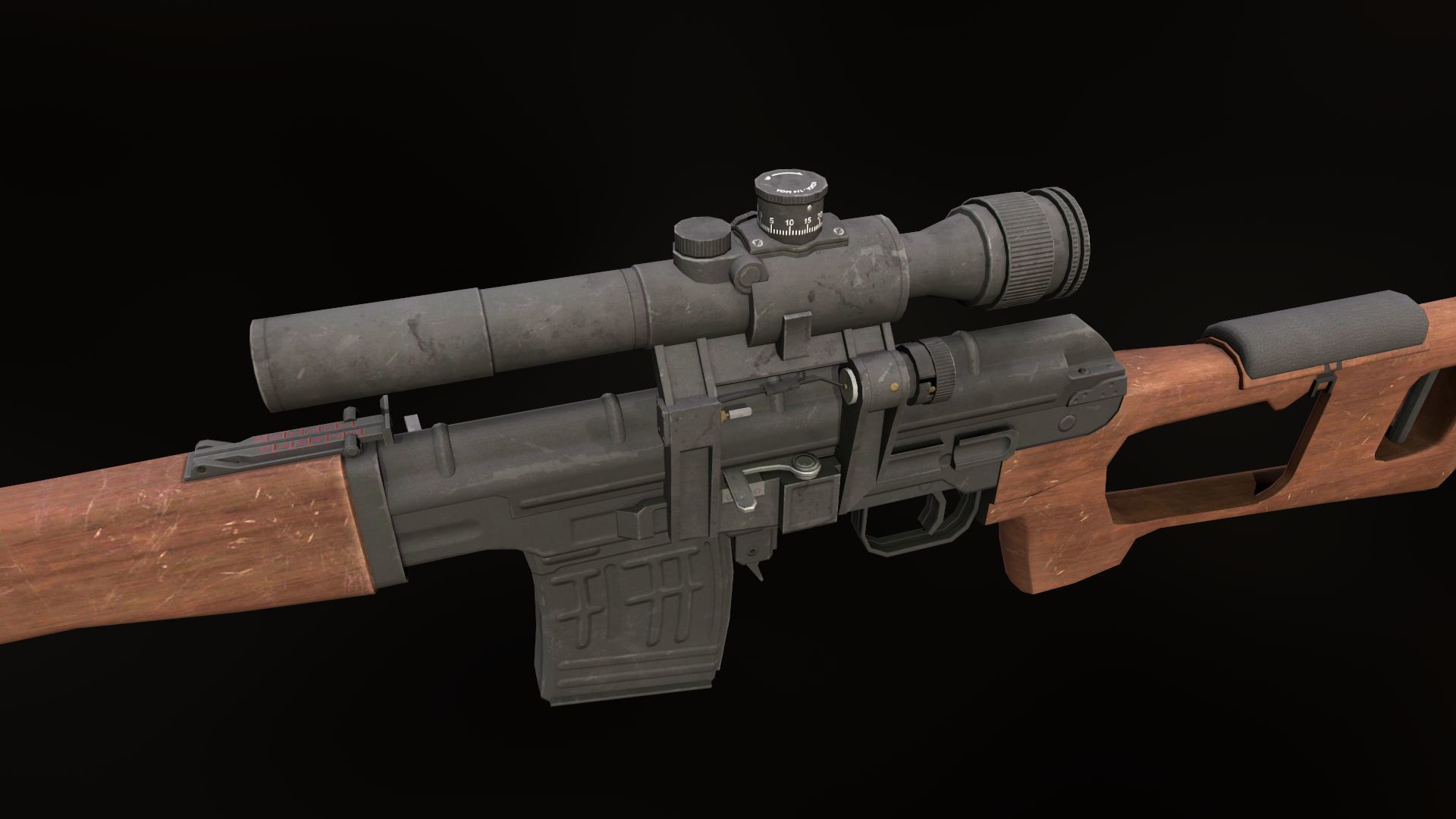 Dragunov sniper rifle  Low-poly 3D model_9