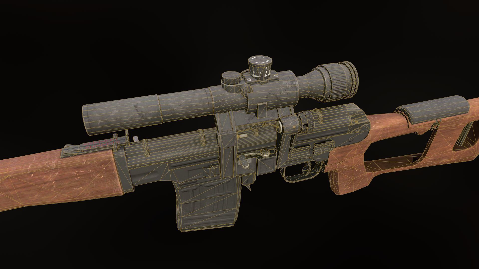 Dragunov sniper rifle  Low-poly 3D model_10