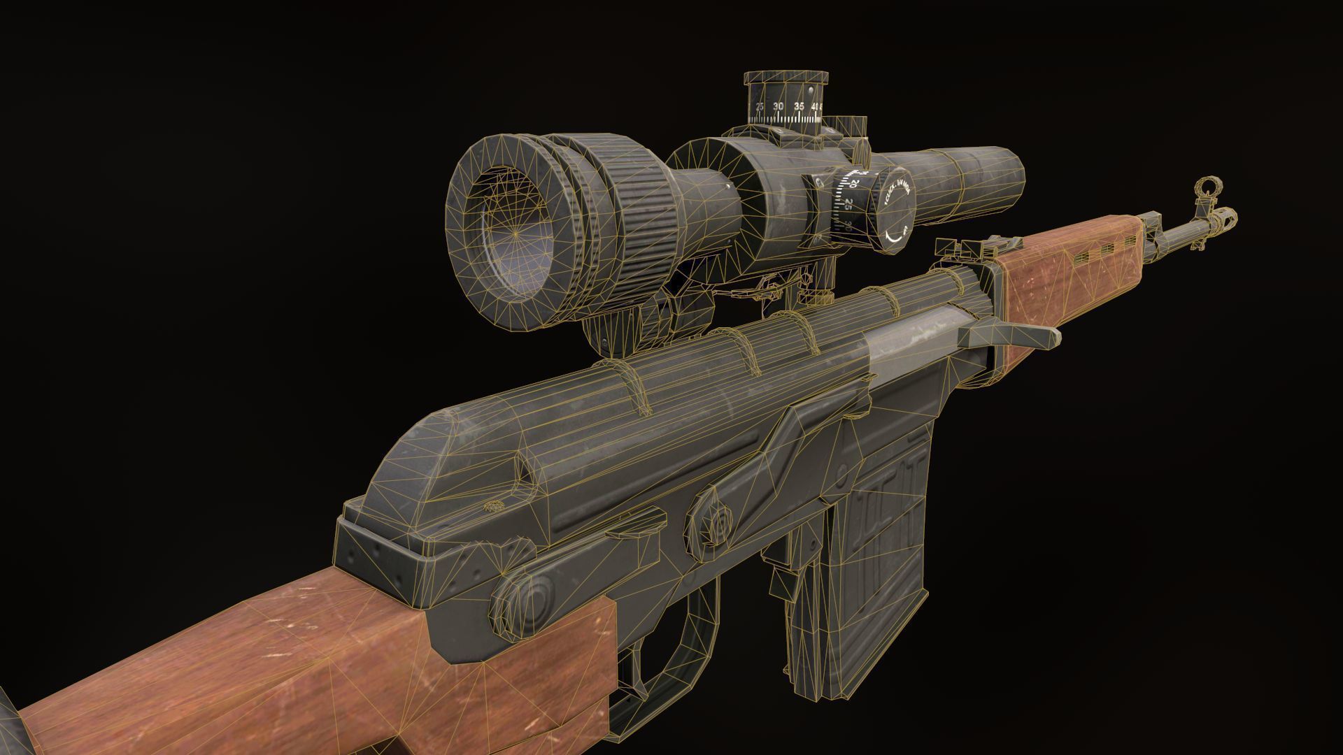 Dragunov sniper rifle  Low-poly 3D model_6