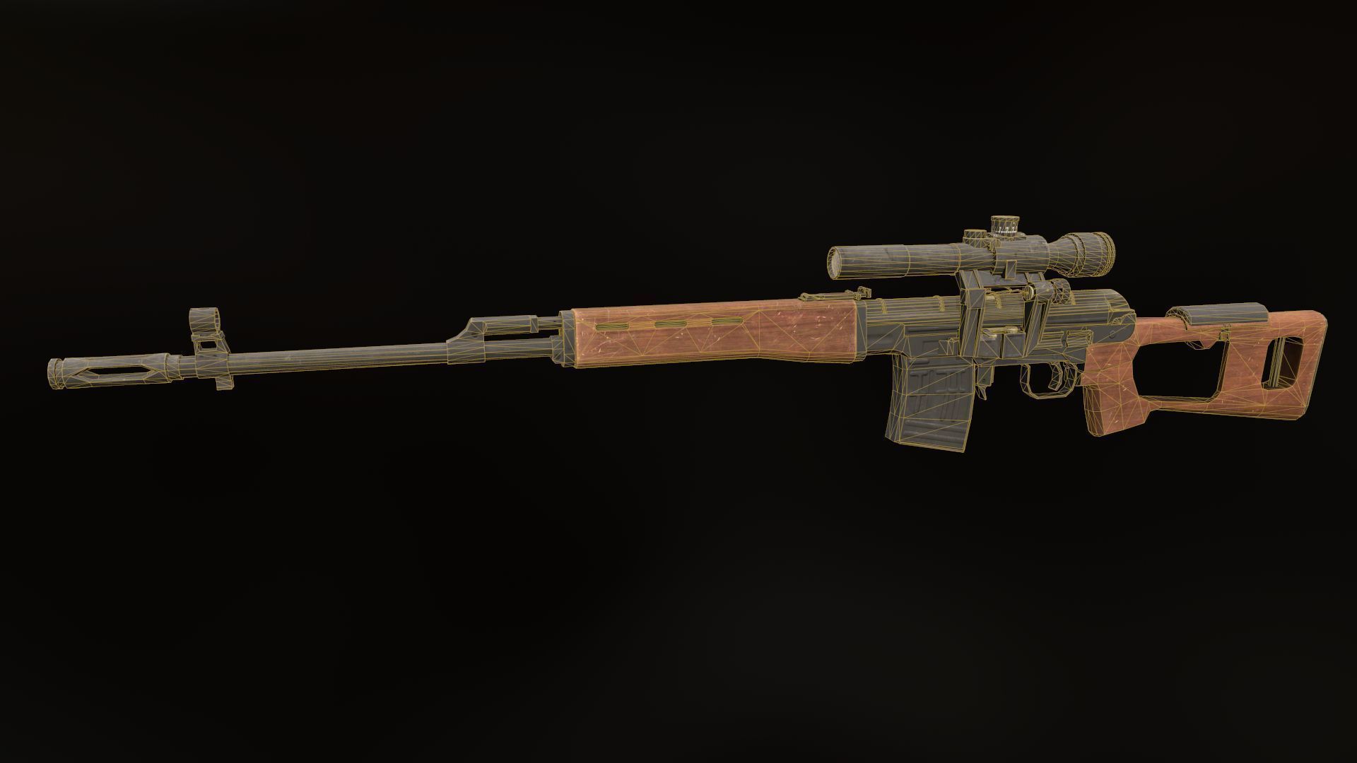 Dragunov sniper rifle  Low-poly 3D model_2