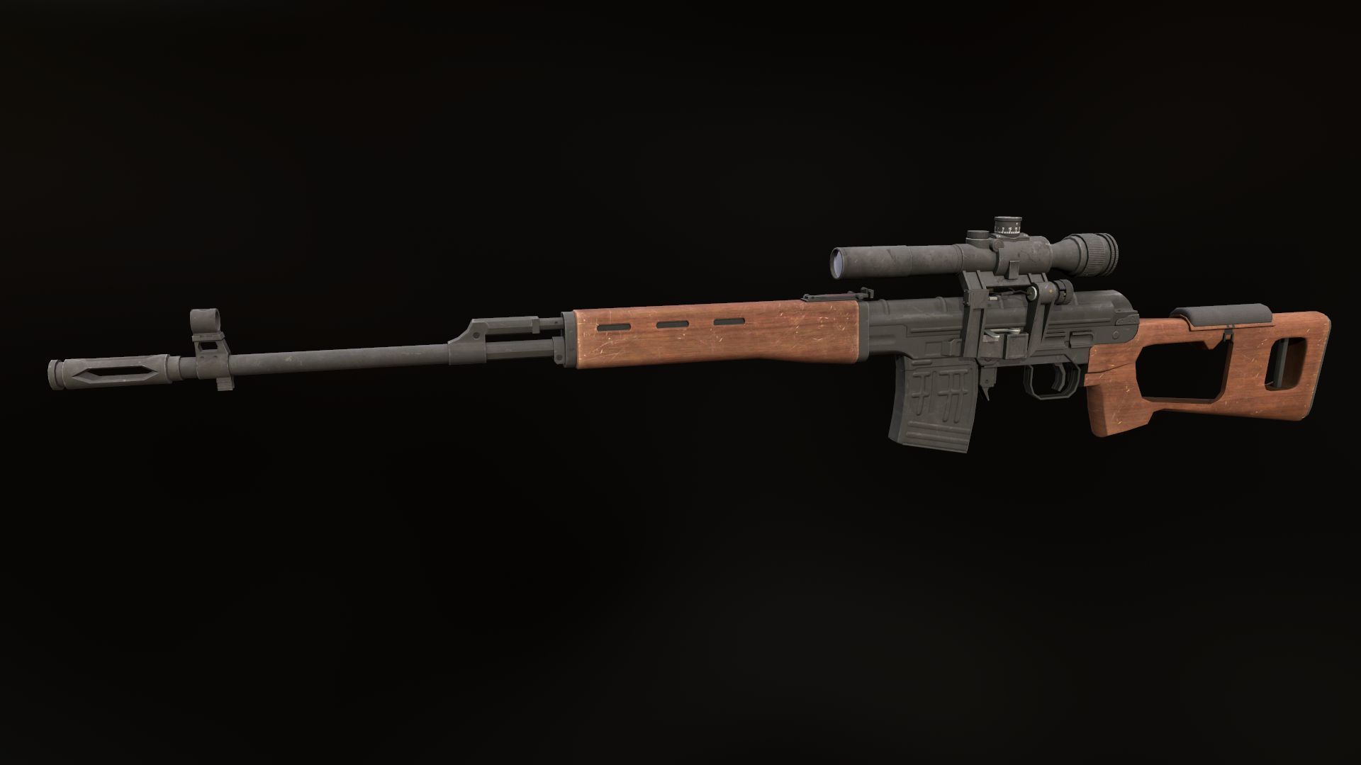 Dragunov sniper rifle  Low-poly 3D model_1