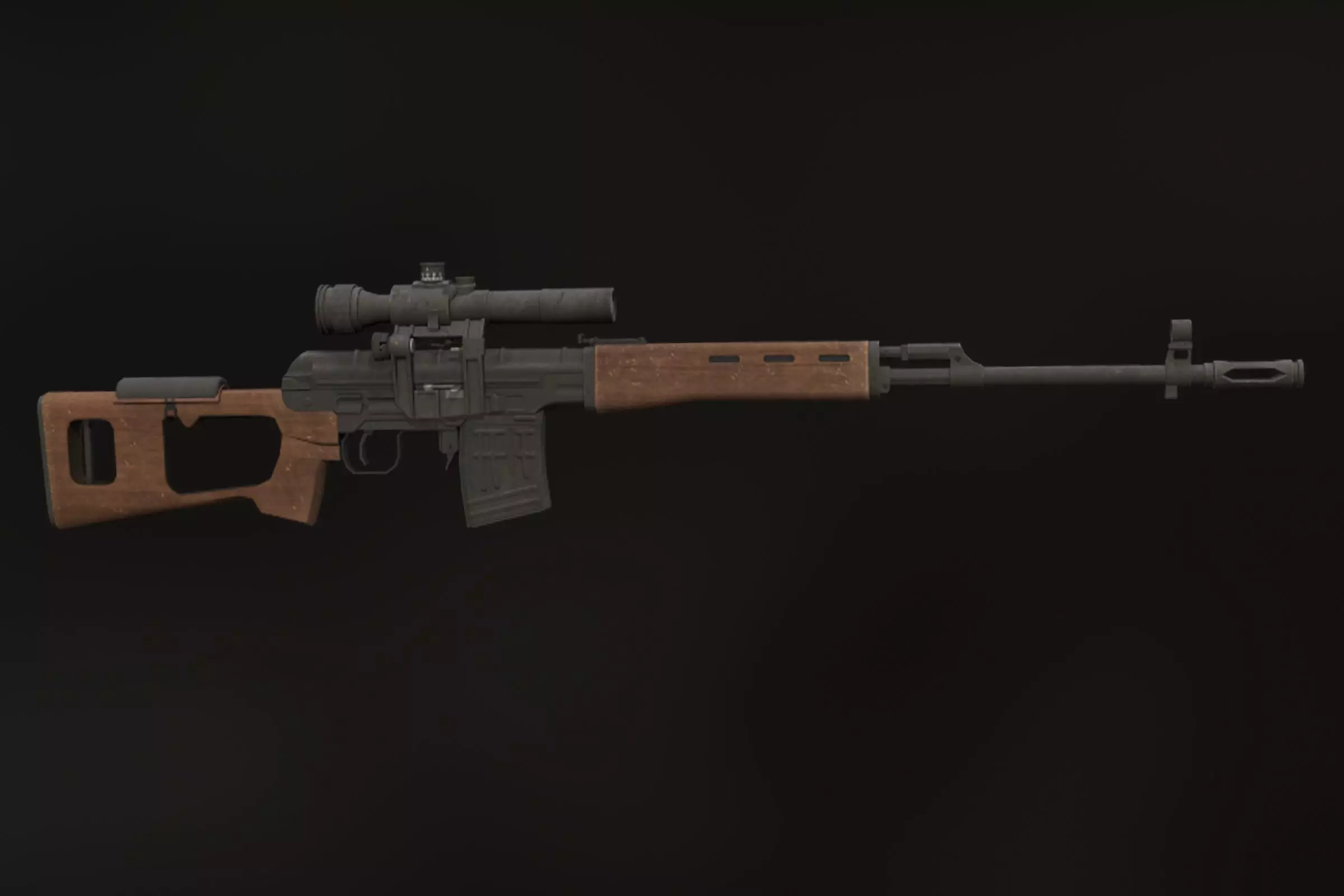 Dragunov sniper rifle  Low-poly 3D model_0