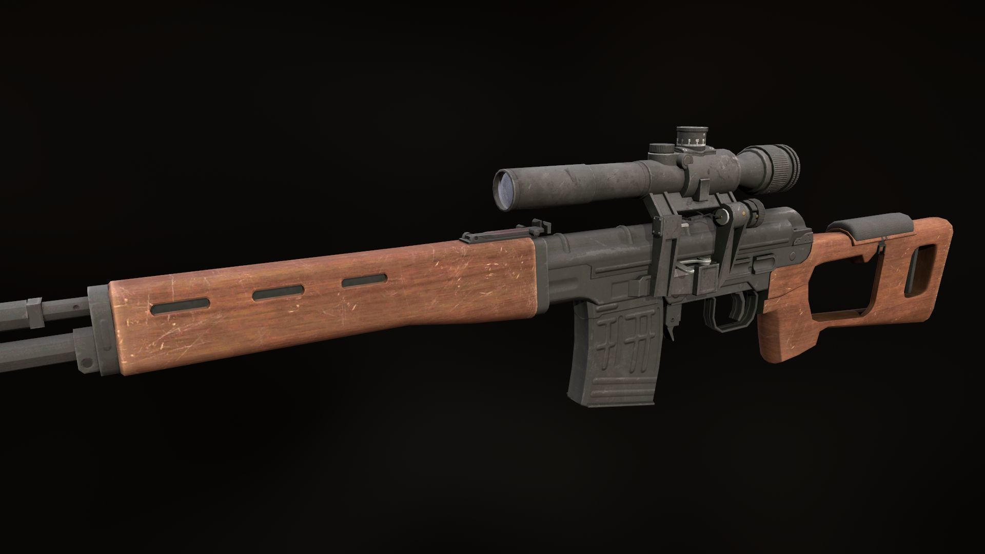 Dragunov sniper rifle  Low-poly 3D model_3