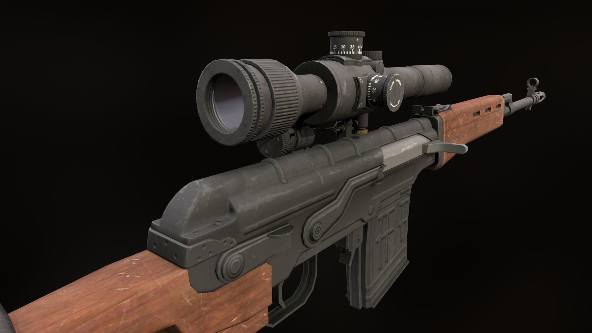 Dragunov sniper rifle  Low-poly 3D model_5