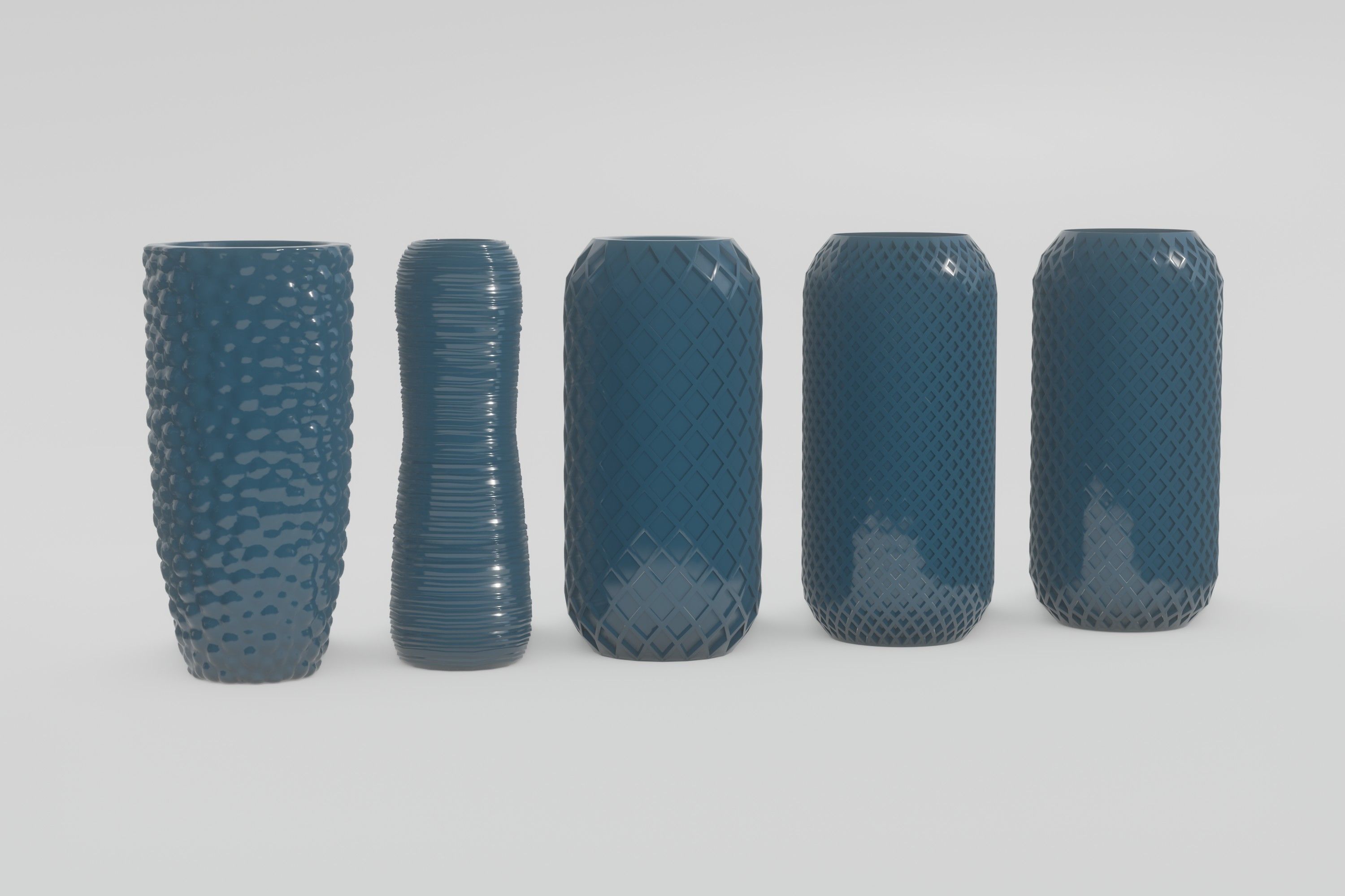 Vases five in gold 3D model_10