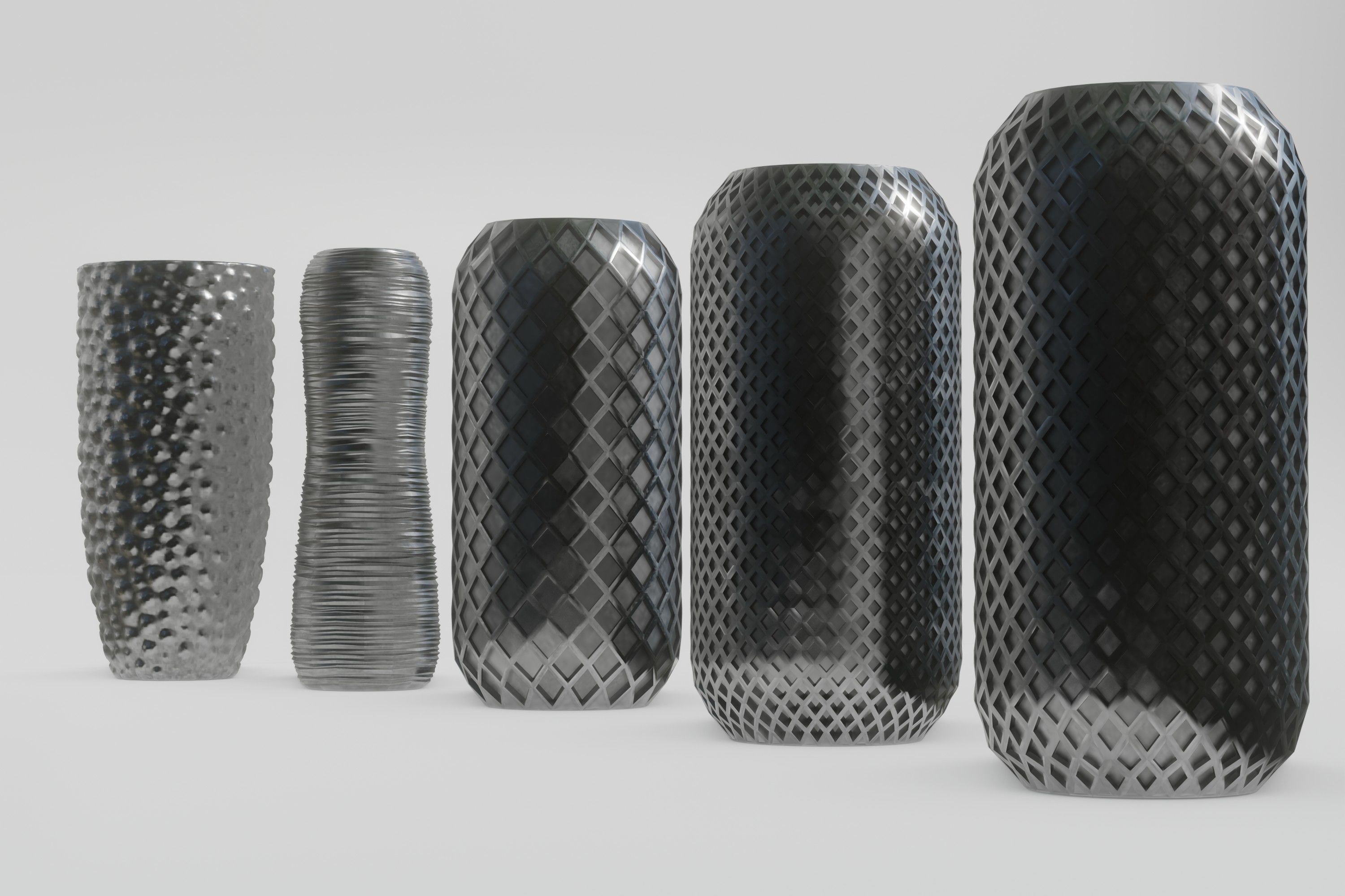 Vases five in gold 3D model_14