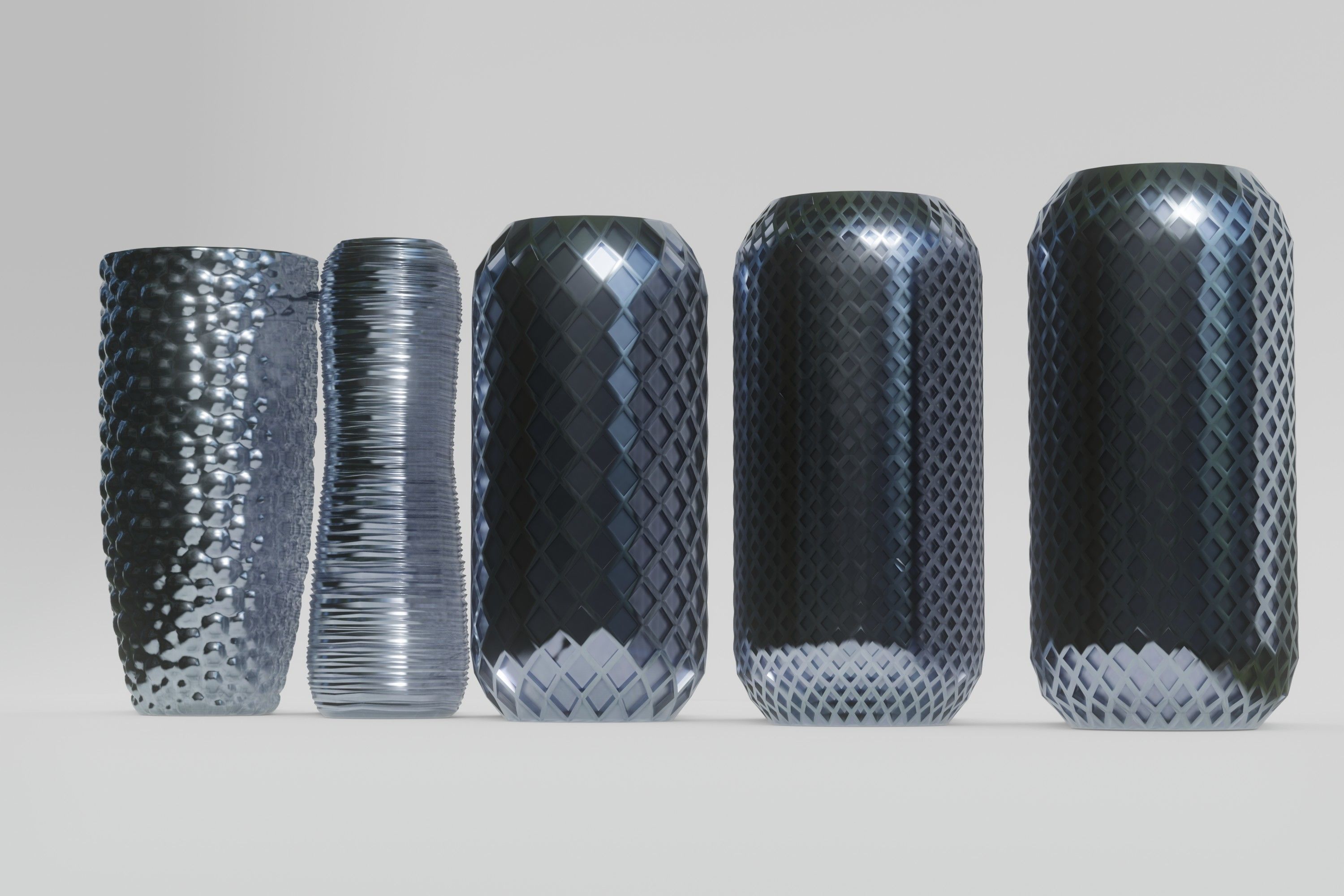 Vases five in gold 3D model_7